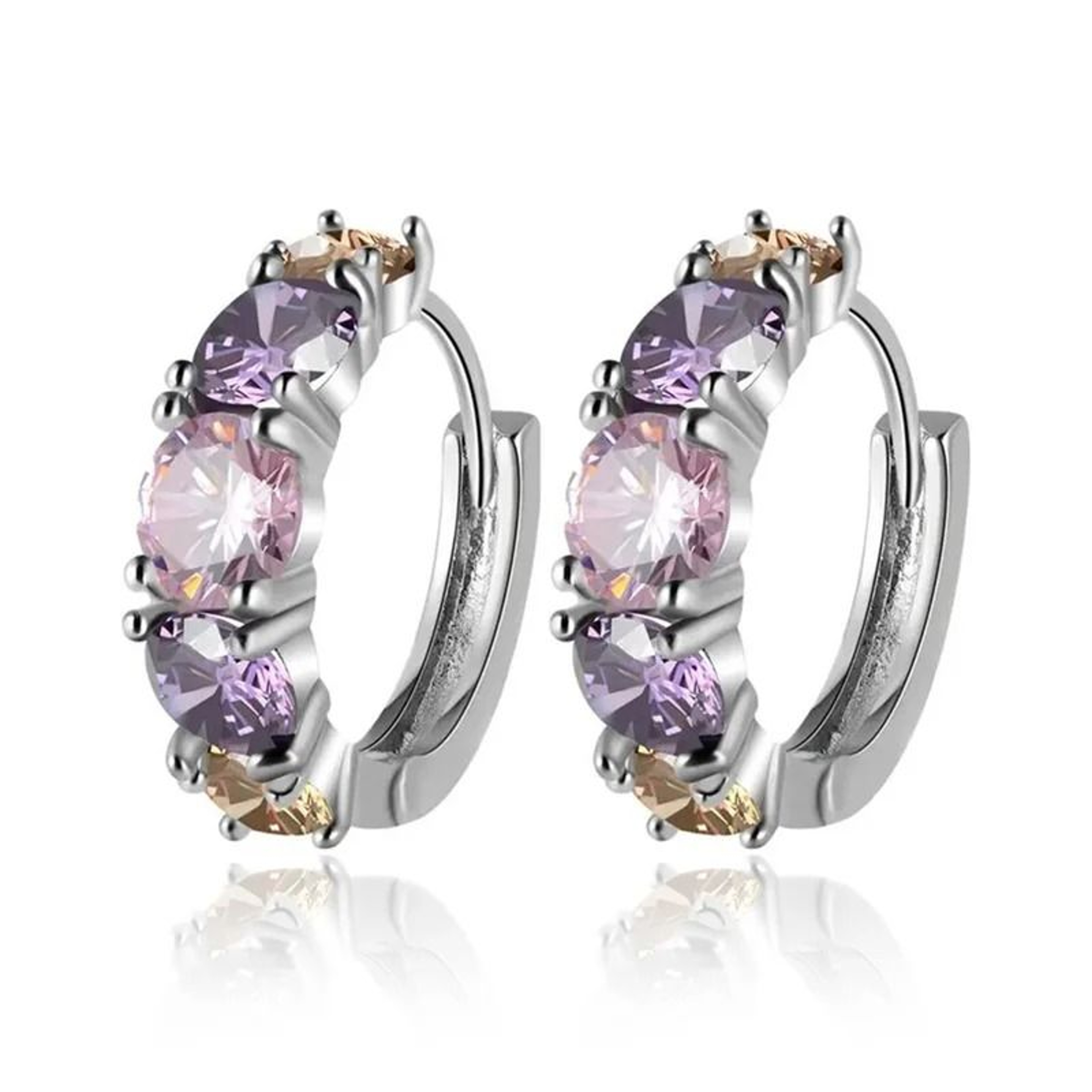 Colorful CZ Hoop Earrings For Women Bridal Wedding Jewelry 7