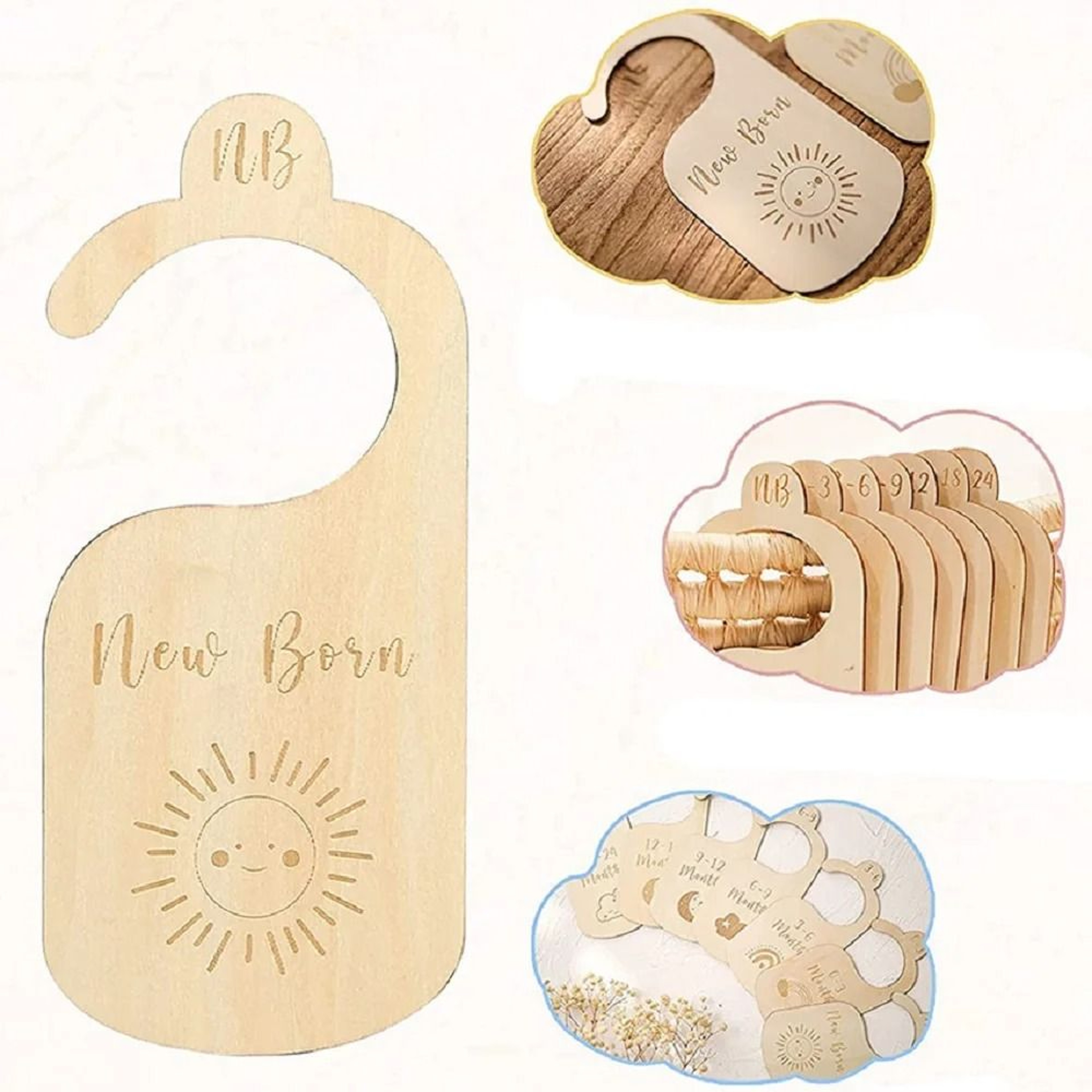 Newborn Wooden Monthly Milestone Cards Photography Props Set 4
