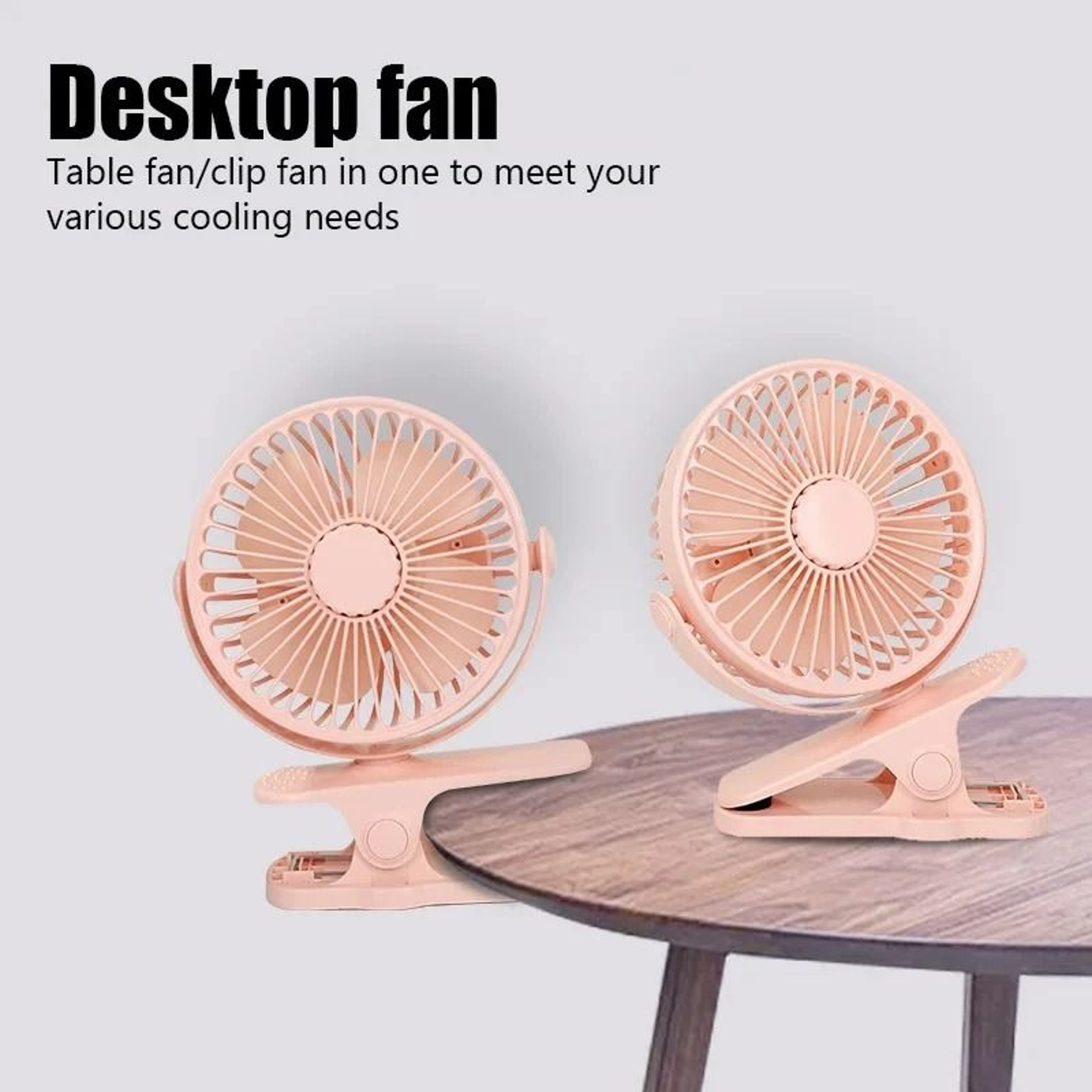 Mini Clip Fan Portable Quiet Desktop USB Rechargeable Three Speed Fan 3