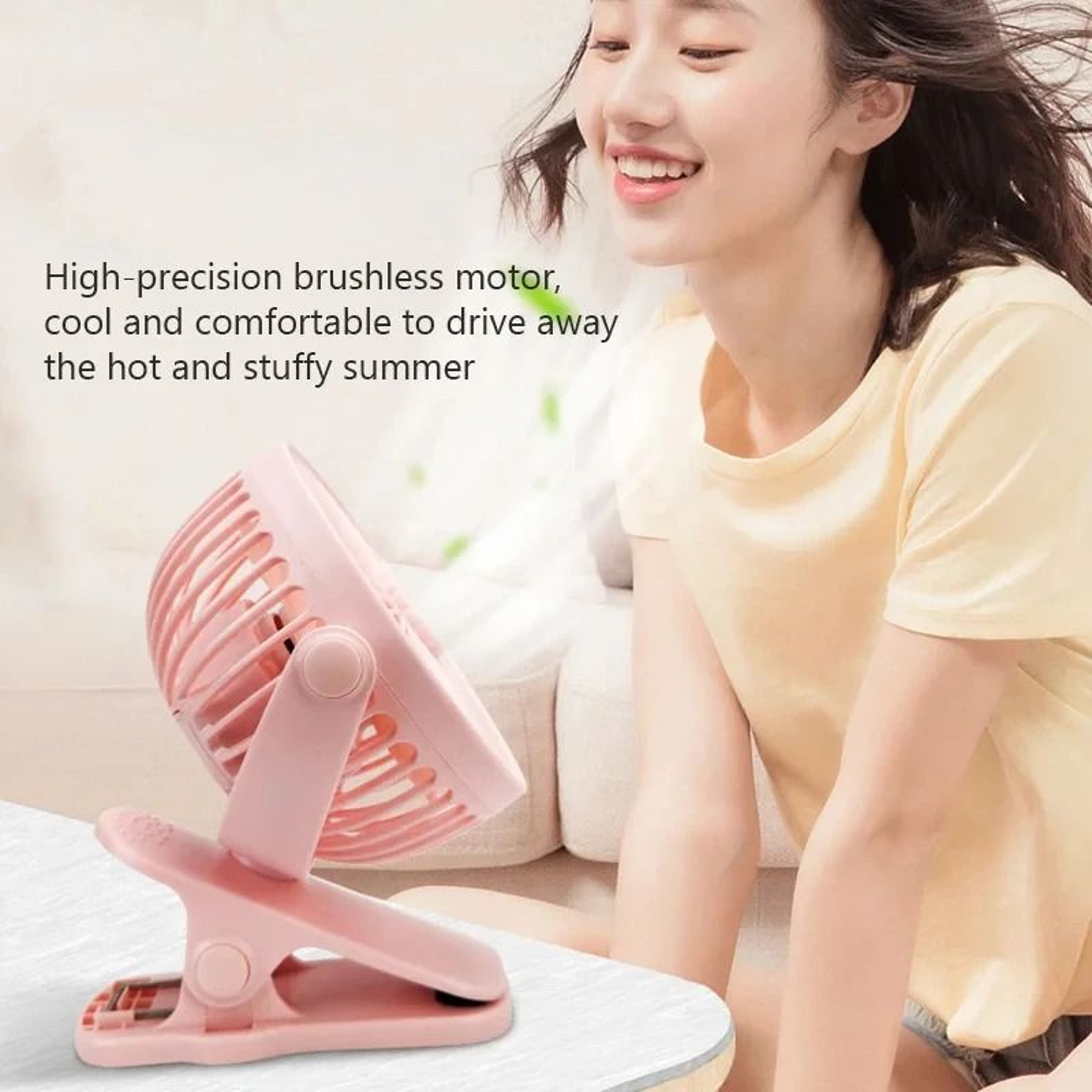 Mini Clip Fan Portable Quiet Desktop USB Rechargeable Three Speed Fan 5