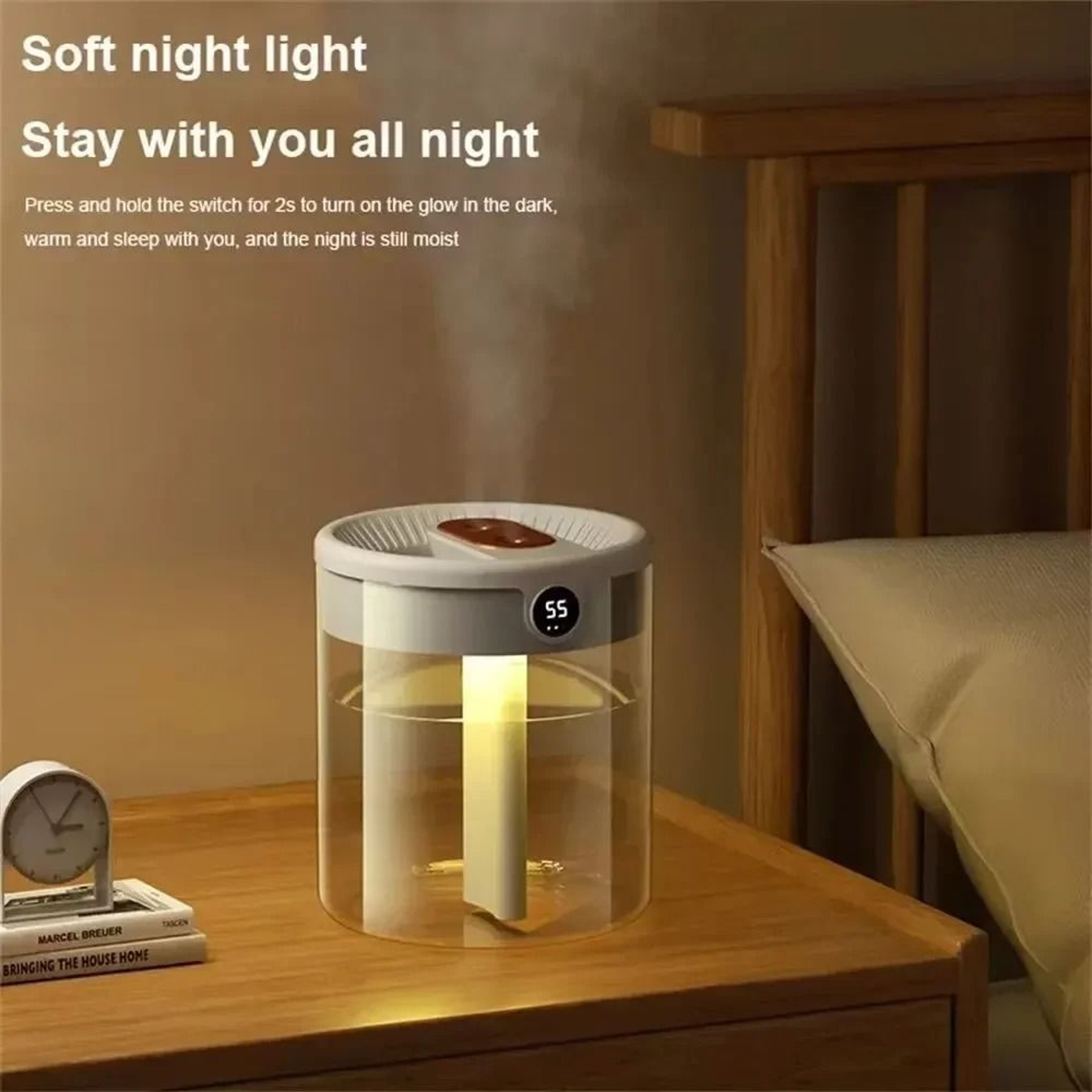 Dual Spray USB Humidifier 2L Large Capacity Quiet Bedroom LED Display Diffuser 1
