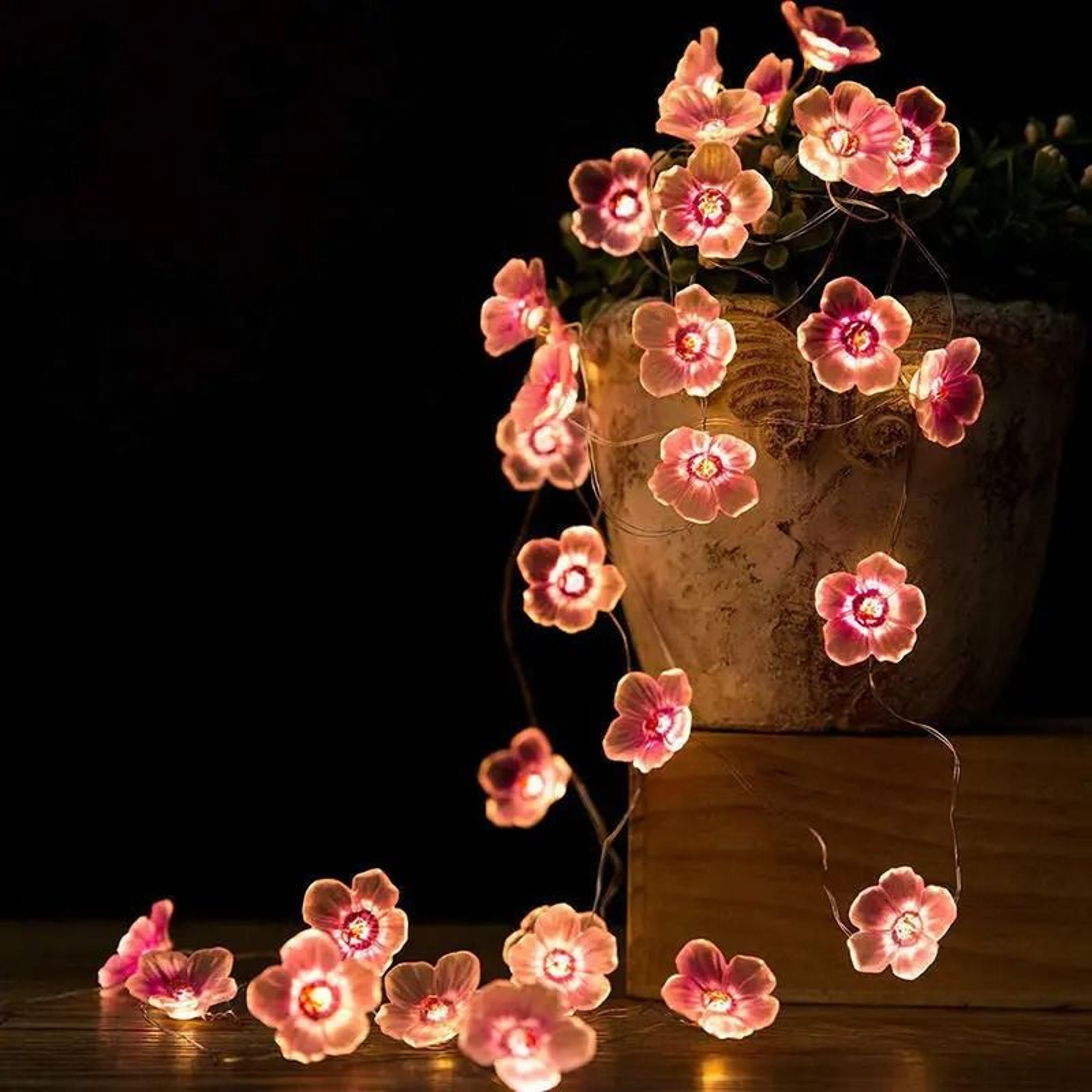 Cherry Blossom Flower Garland LED String Lights For Indoor Wedding And Holiday Decoration 6