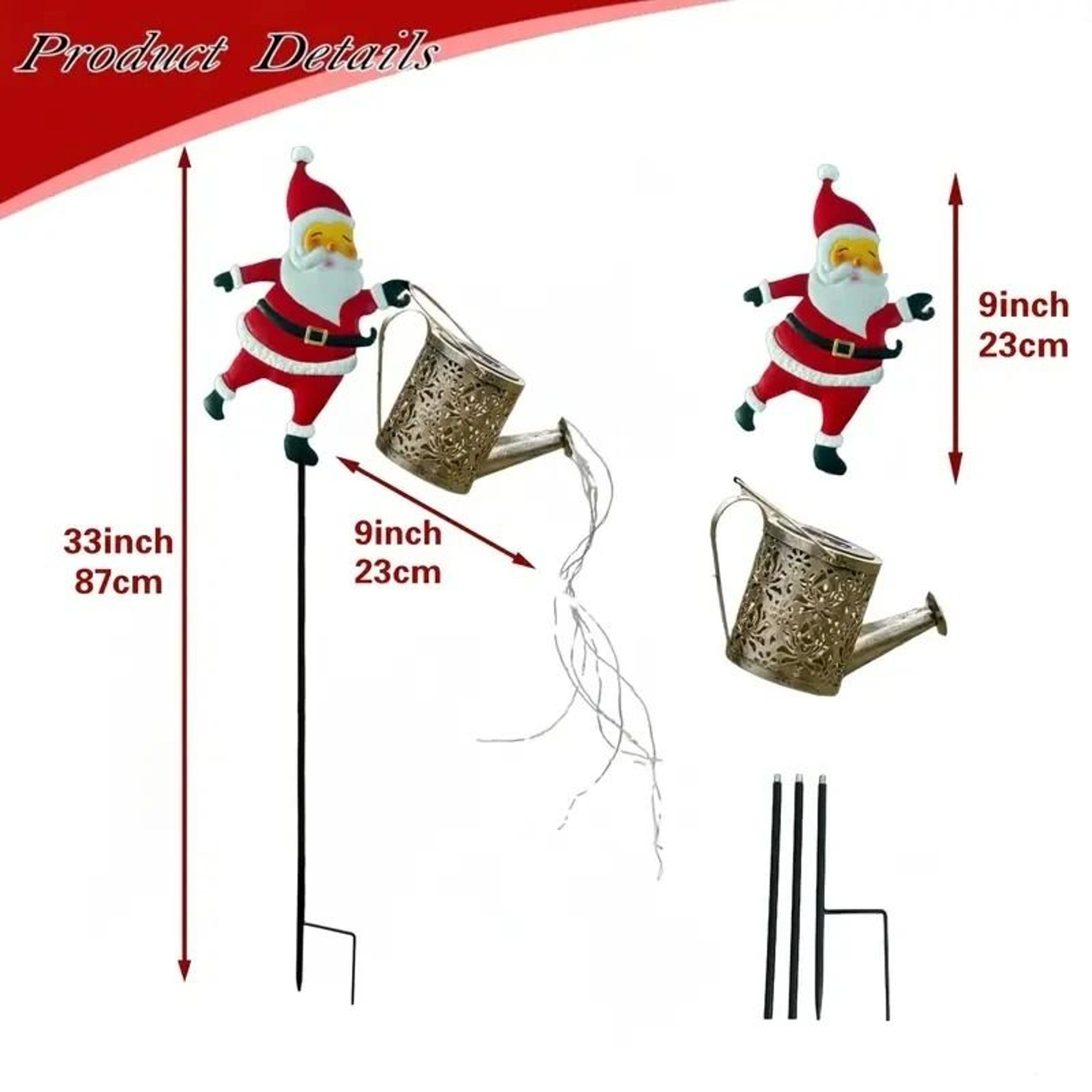 Solar Santa Claus Kettle Light For Christmas Garden And Lawn Decoration 5