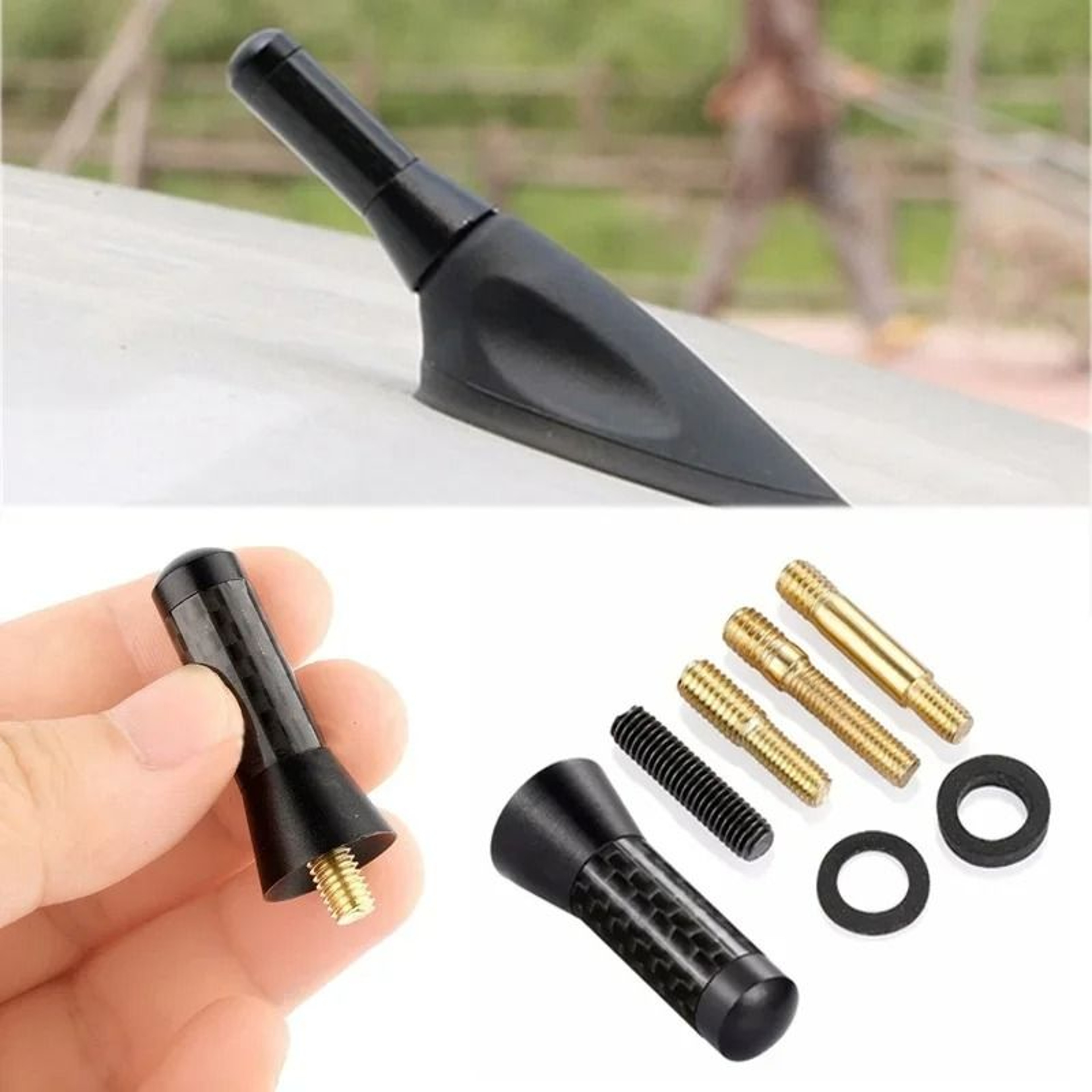 Carbon Fiber Short Car Antenna With Metal Base For Enhanced Signal And Stylish Roof Upgrade 2