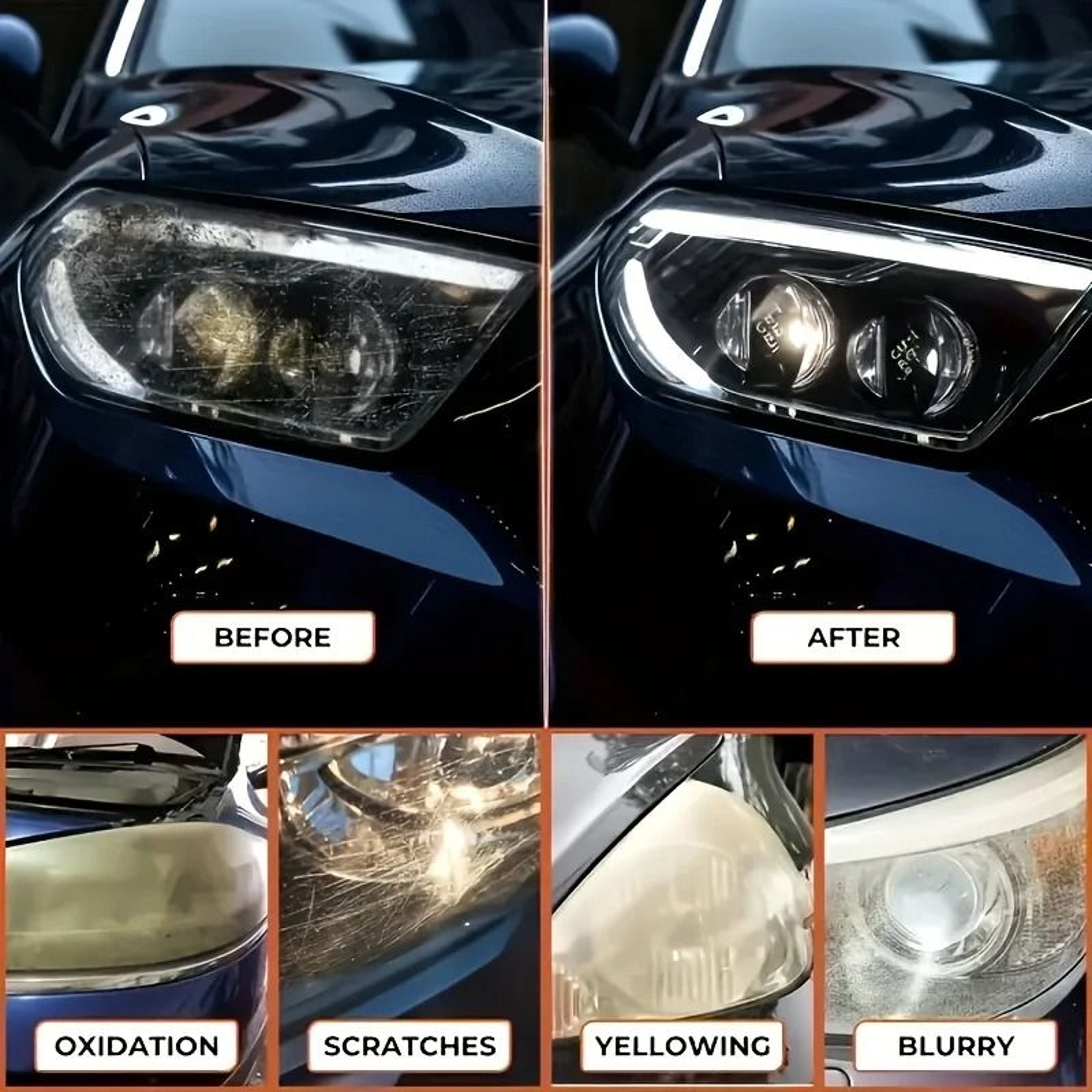 Car Headlight Restoration Polishing Kit Scratch Remover And Oxidation Cleaner Repair Paste For Head 2