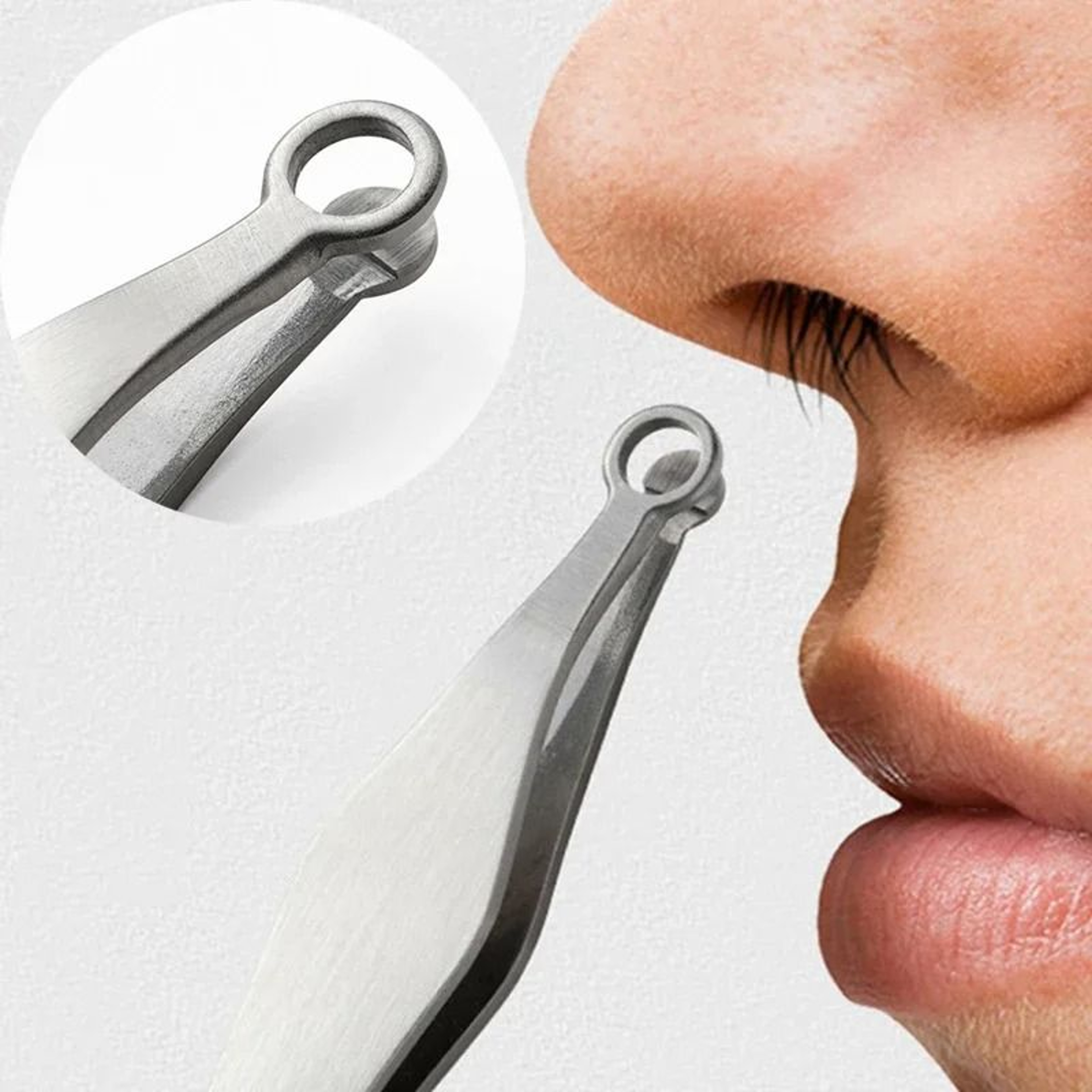 Universal Nose Hair Trimming Tweezers Stainless Steel Facial Grooming Trimmer 0