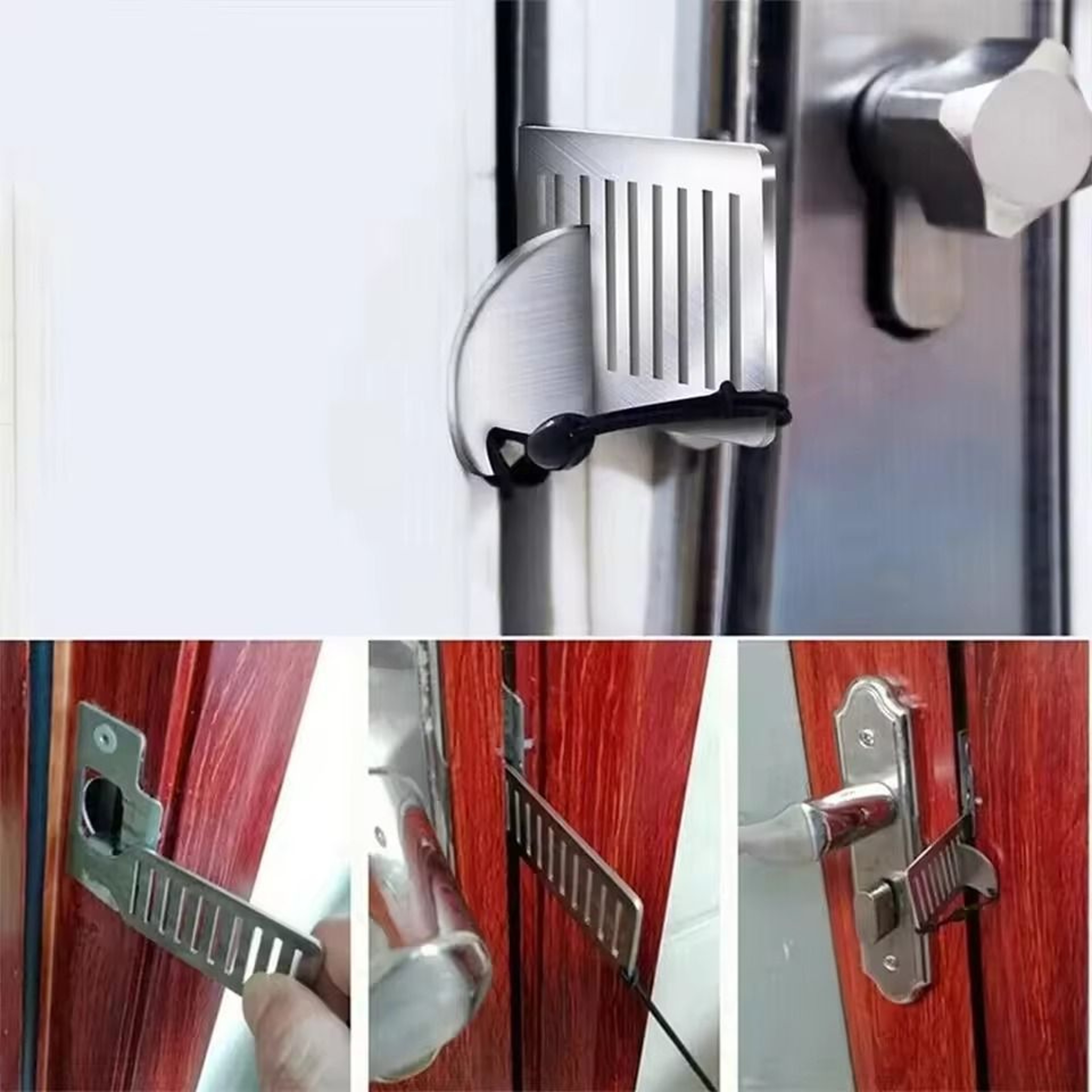 Portable Stainless Steel Door Blocker Safety Lock For Home And Travel Security 5