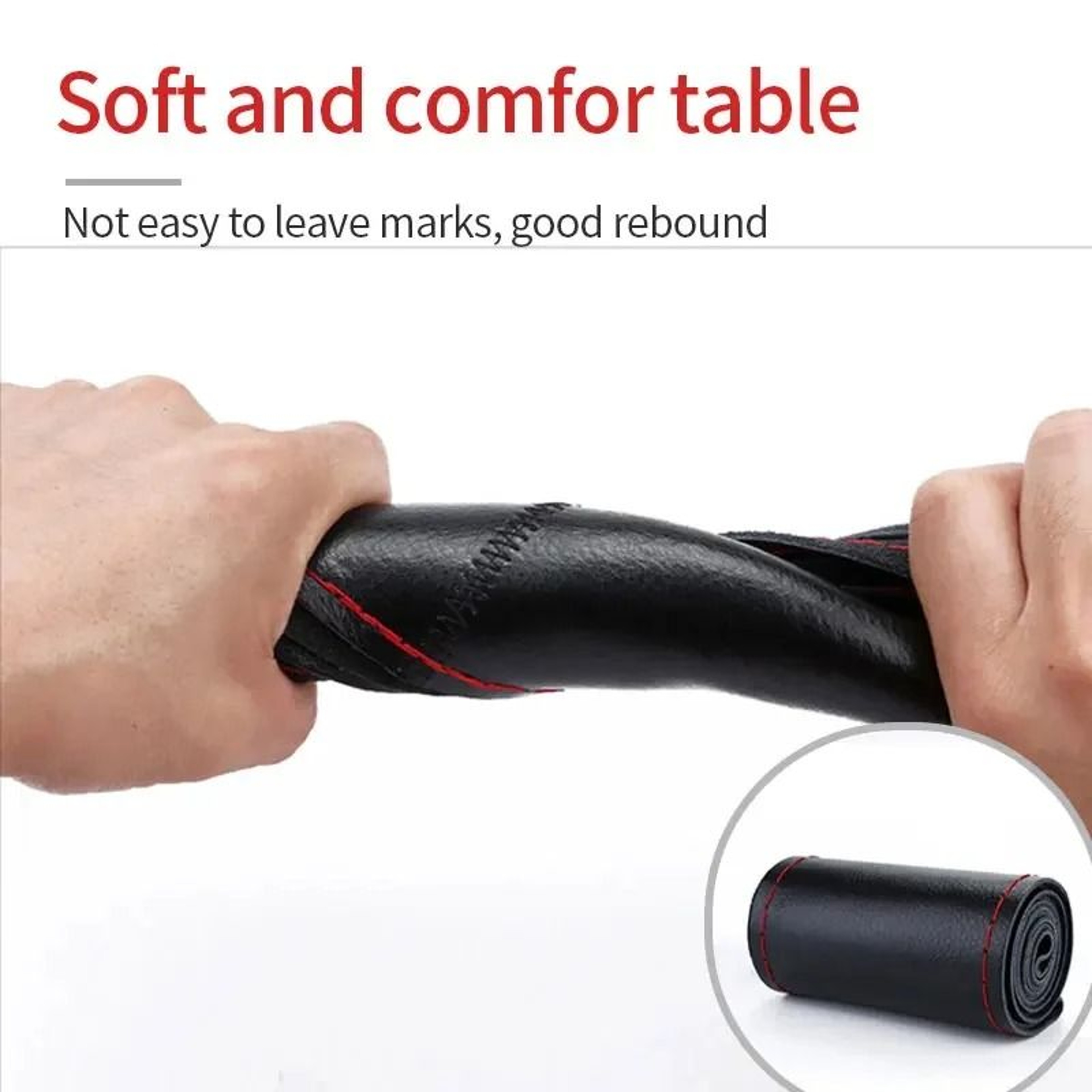 Genuine Leather Steering Wheel Cover With Braided Grip And Anti Scratch Protection 1