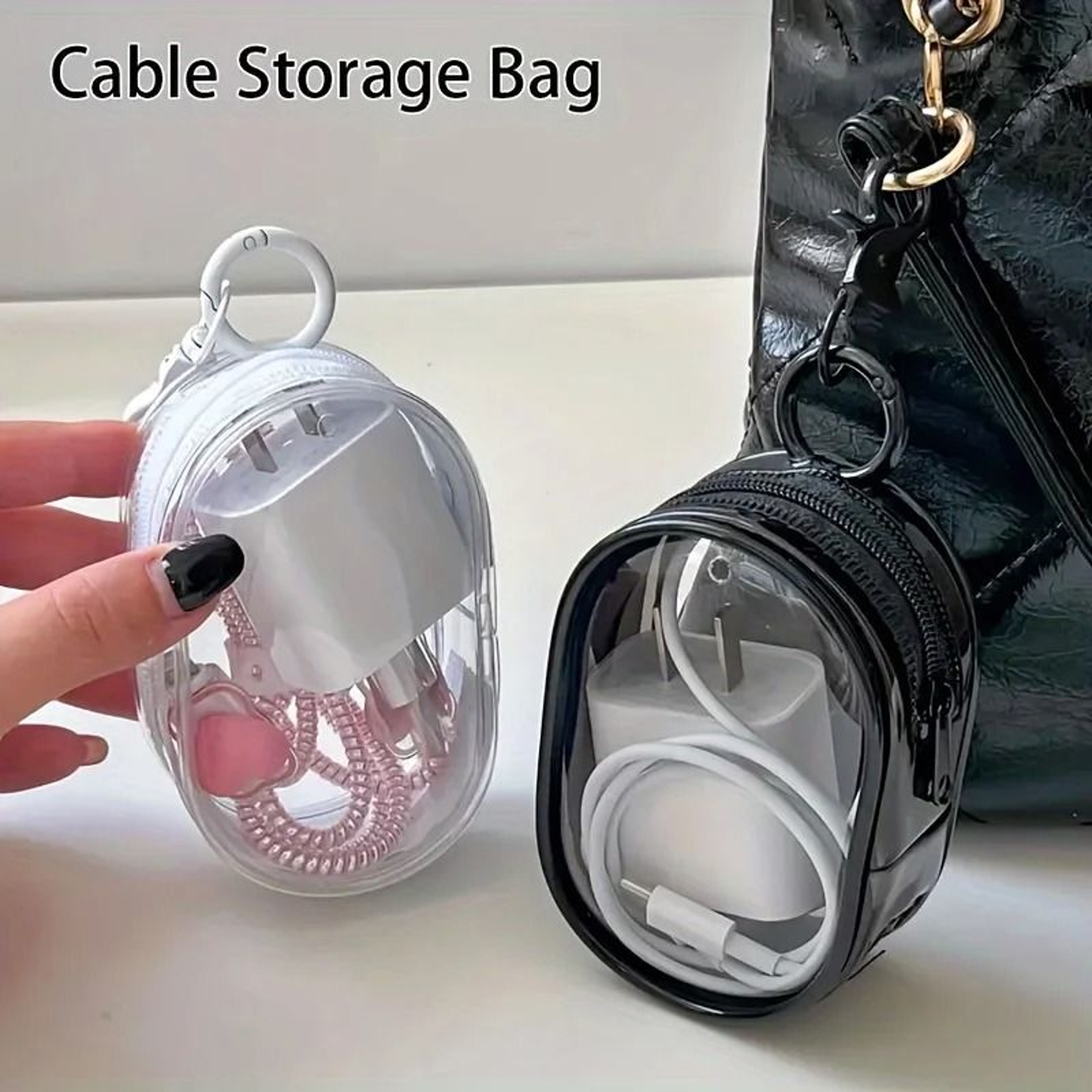 Portable Mini Clear Zipper Storage Bag Space Saving Organizer For Earphones Chargers And Small Acce 0