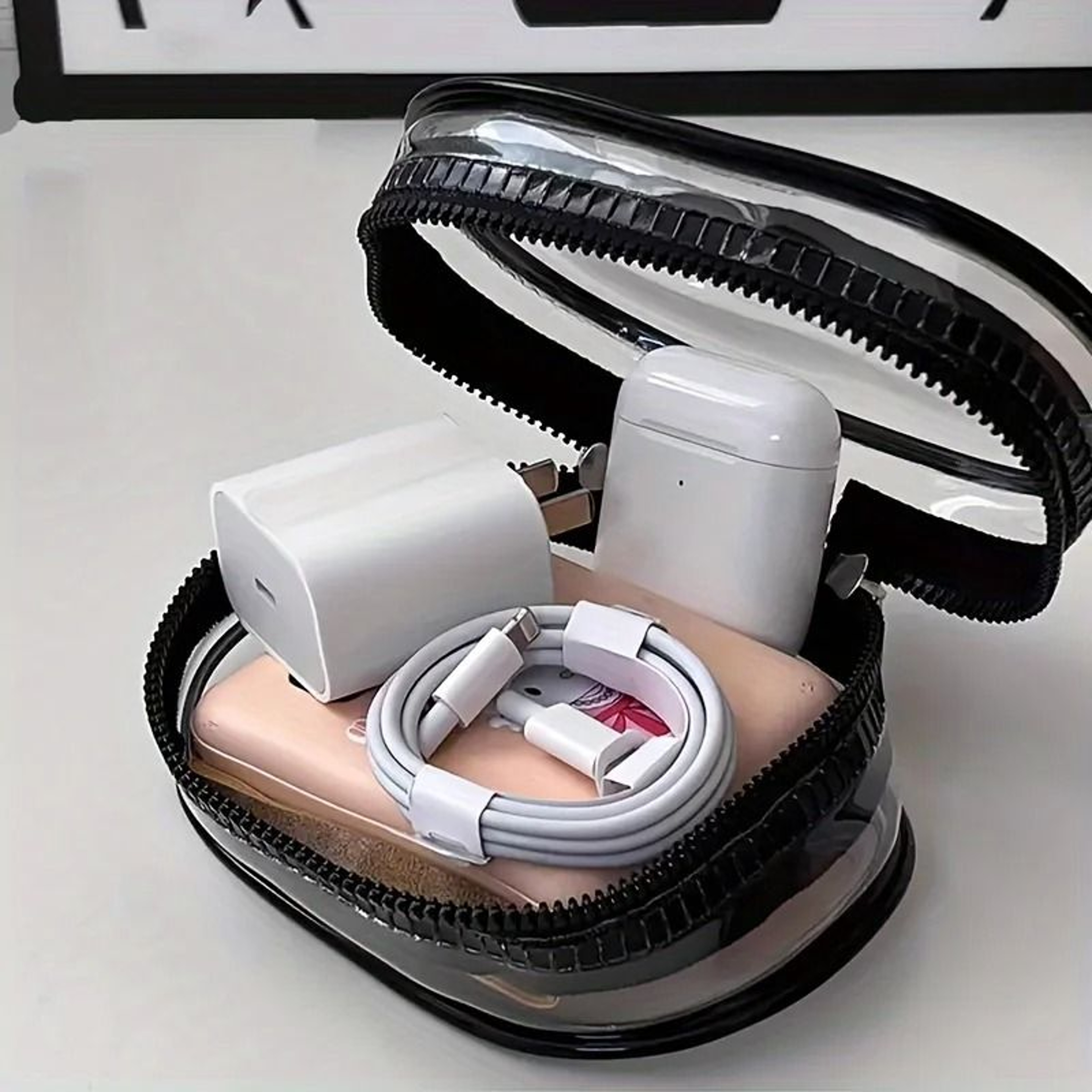 Portable Mini Clear Zipper Storage Bag Space Saving Organizer For Earphones Chargers And Small Acce 2