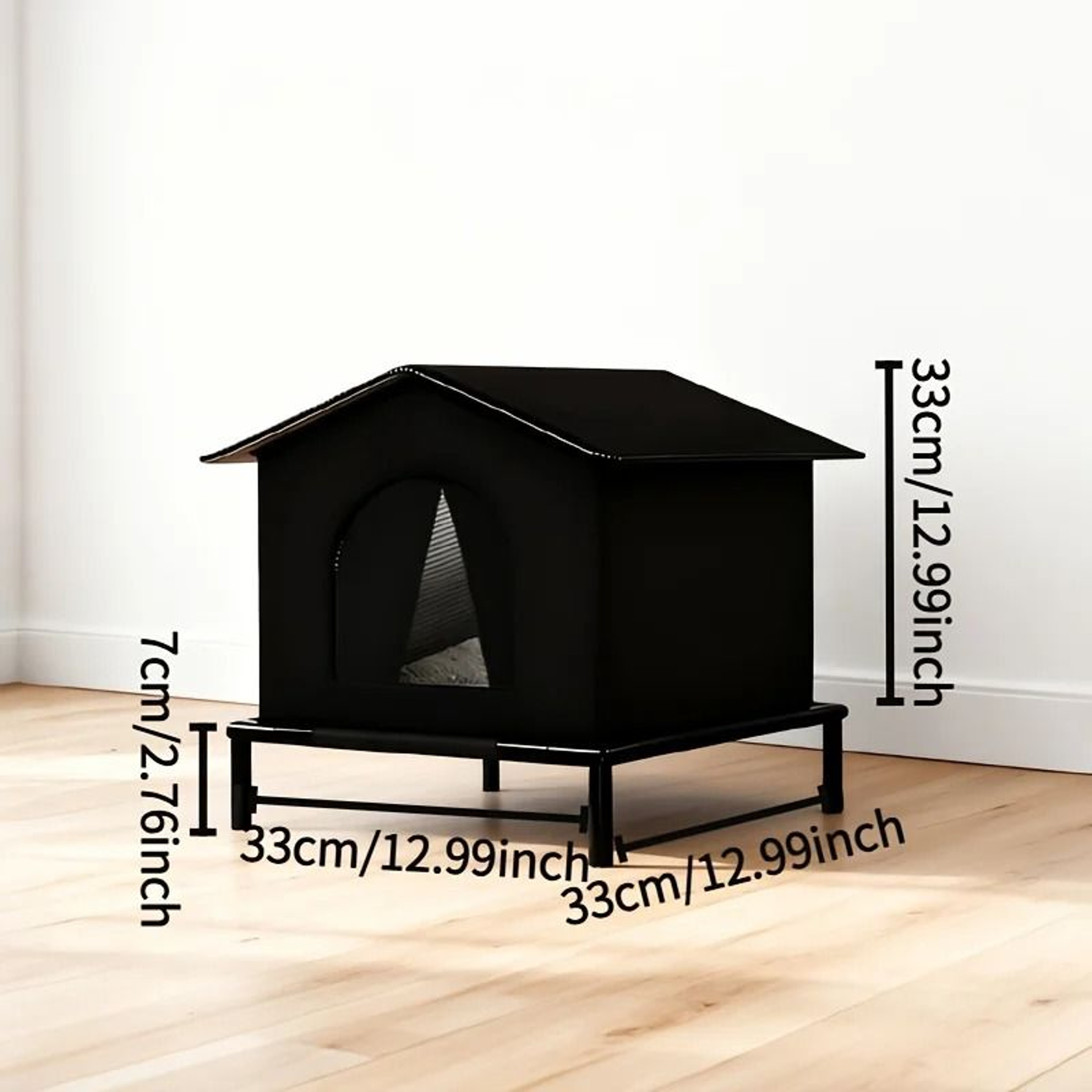 Outdoor Insulated Cat House With Elevated Shelf And Cushion For Warm Winter Shelter 6