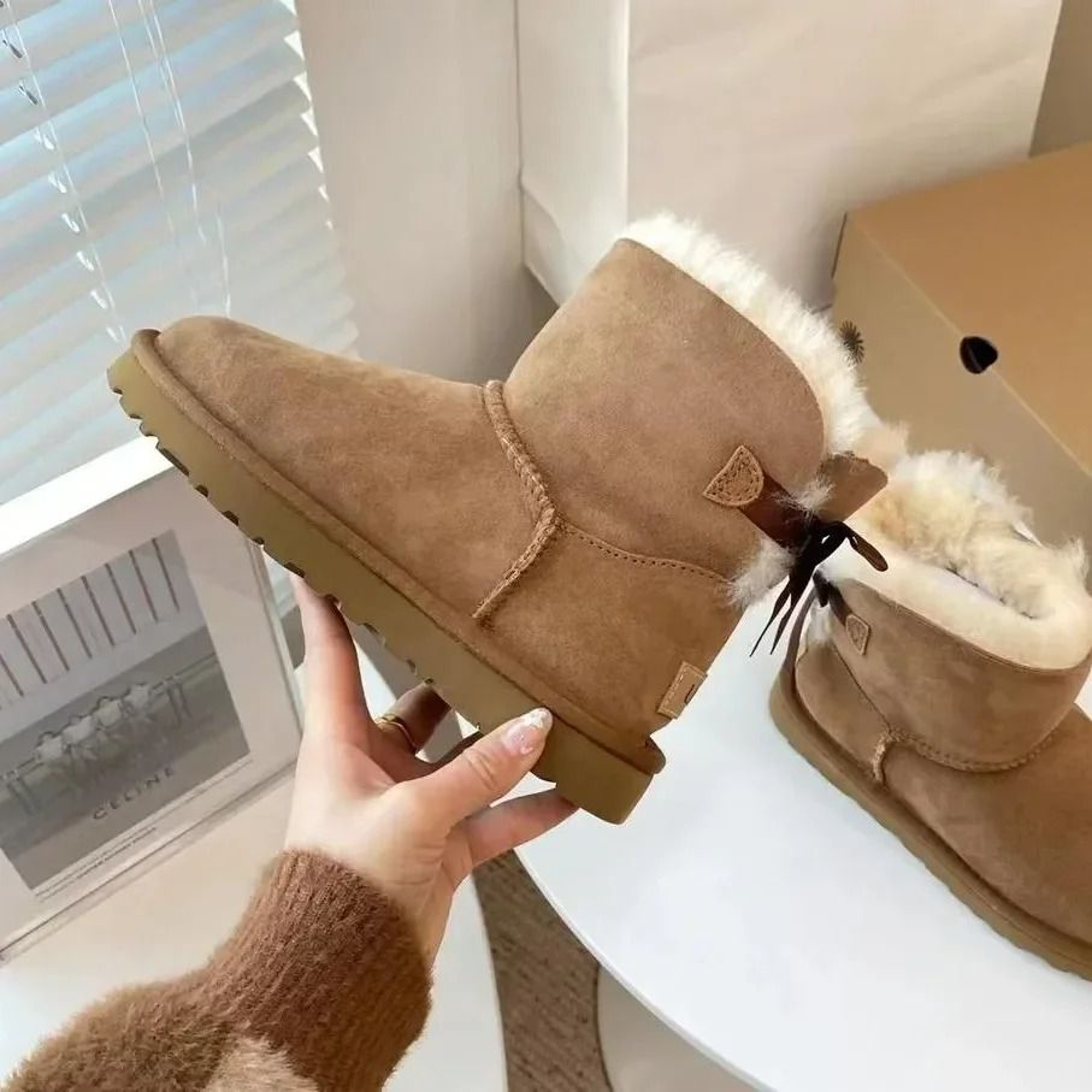 Winter Warm Snow Boots For Women And Men With Sheepskin Wool Lining And Non Slip Short Boot Design 3