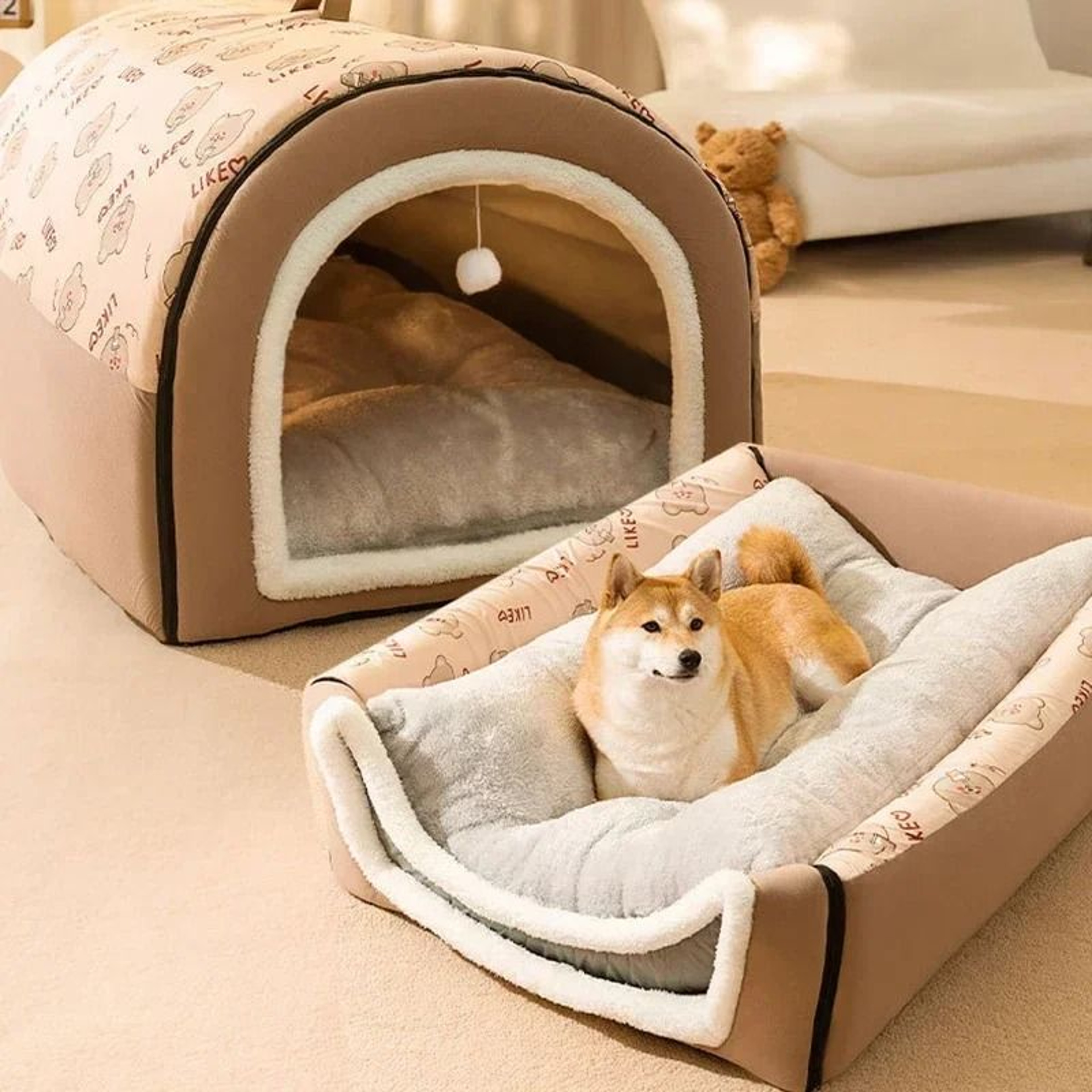 Winter Warm Detachable Dog House Soft Non Slip Pet Bed For Small And Medium Dogs And Cats 0