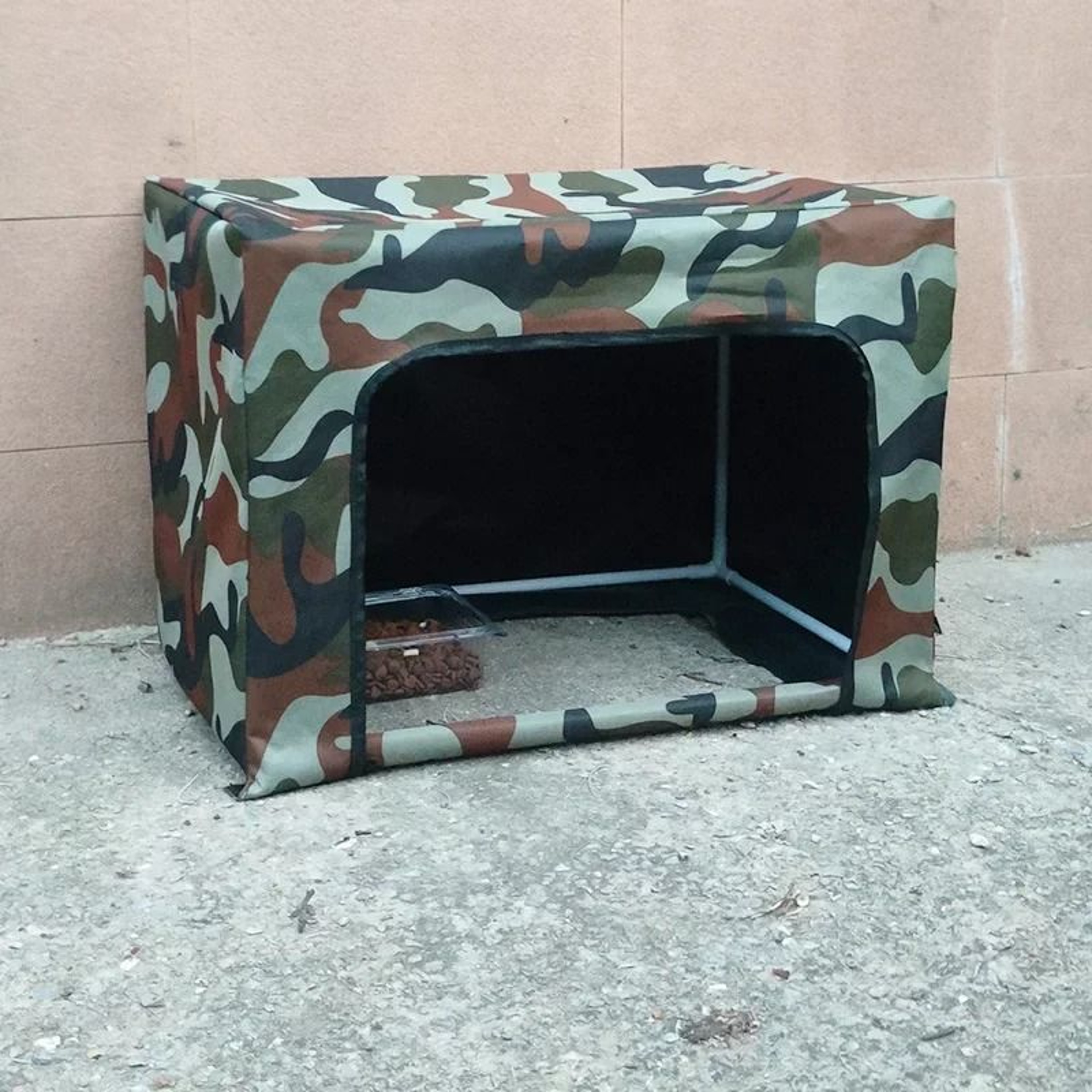 Outdoor Stray Cat Feeding House With Waterproof Canopy Rain Shelter Durable Oxford Cloth Nest 7