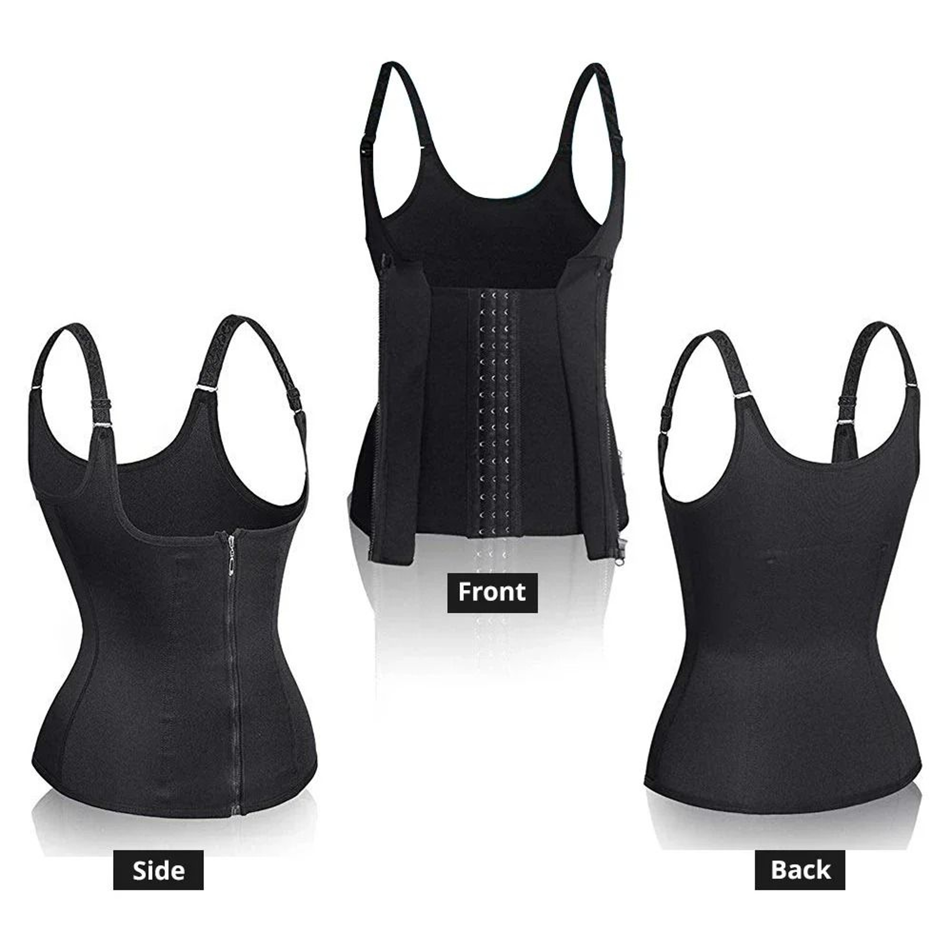 Waist Trainer Tank Top Zipper Tummy Control Sleeveless Body Shaper For Women 5