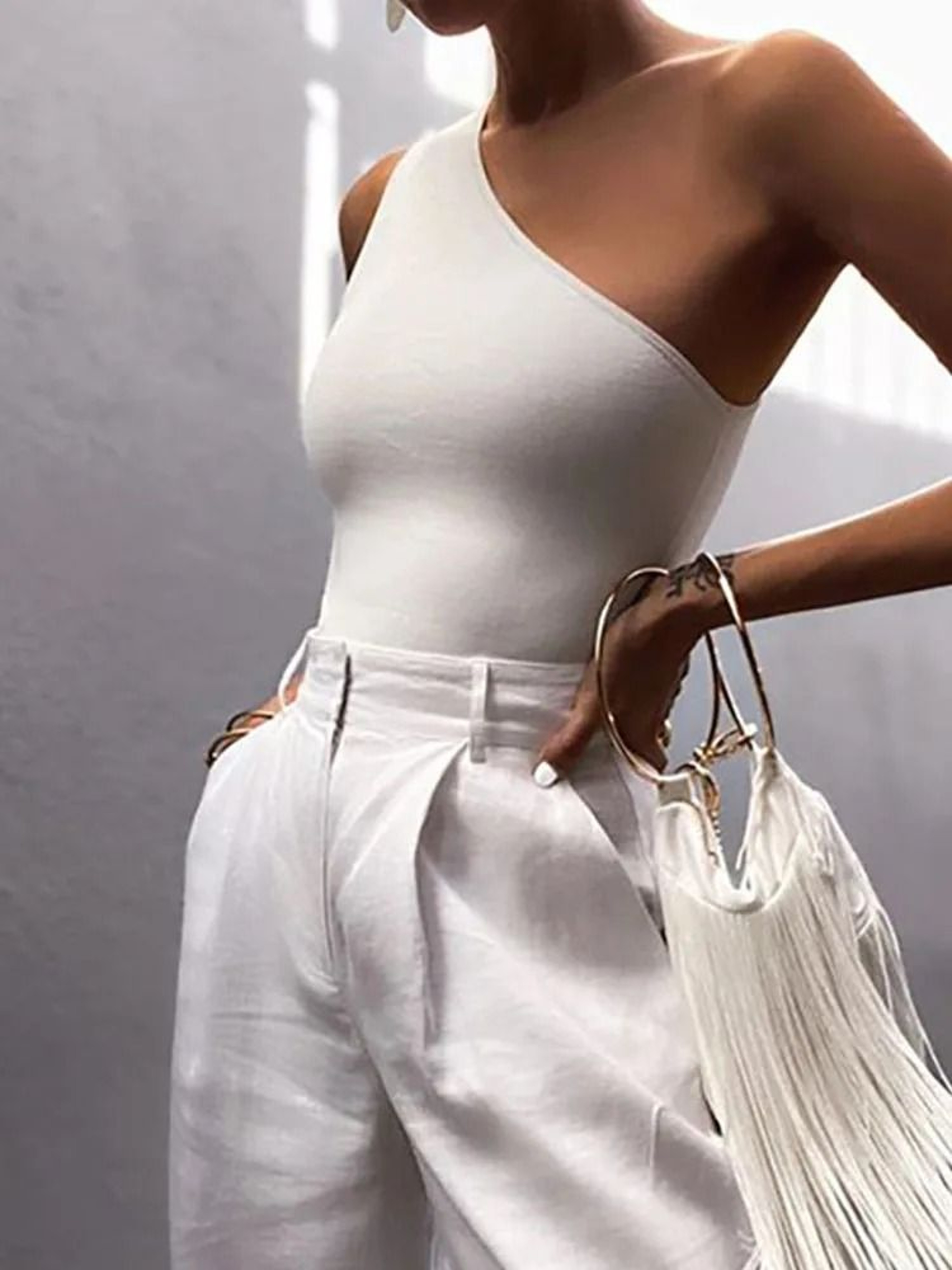 One Shoulder Womens Sports Crop Tank Top  Elastic Fitness Summer Vest 2