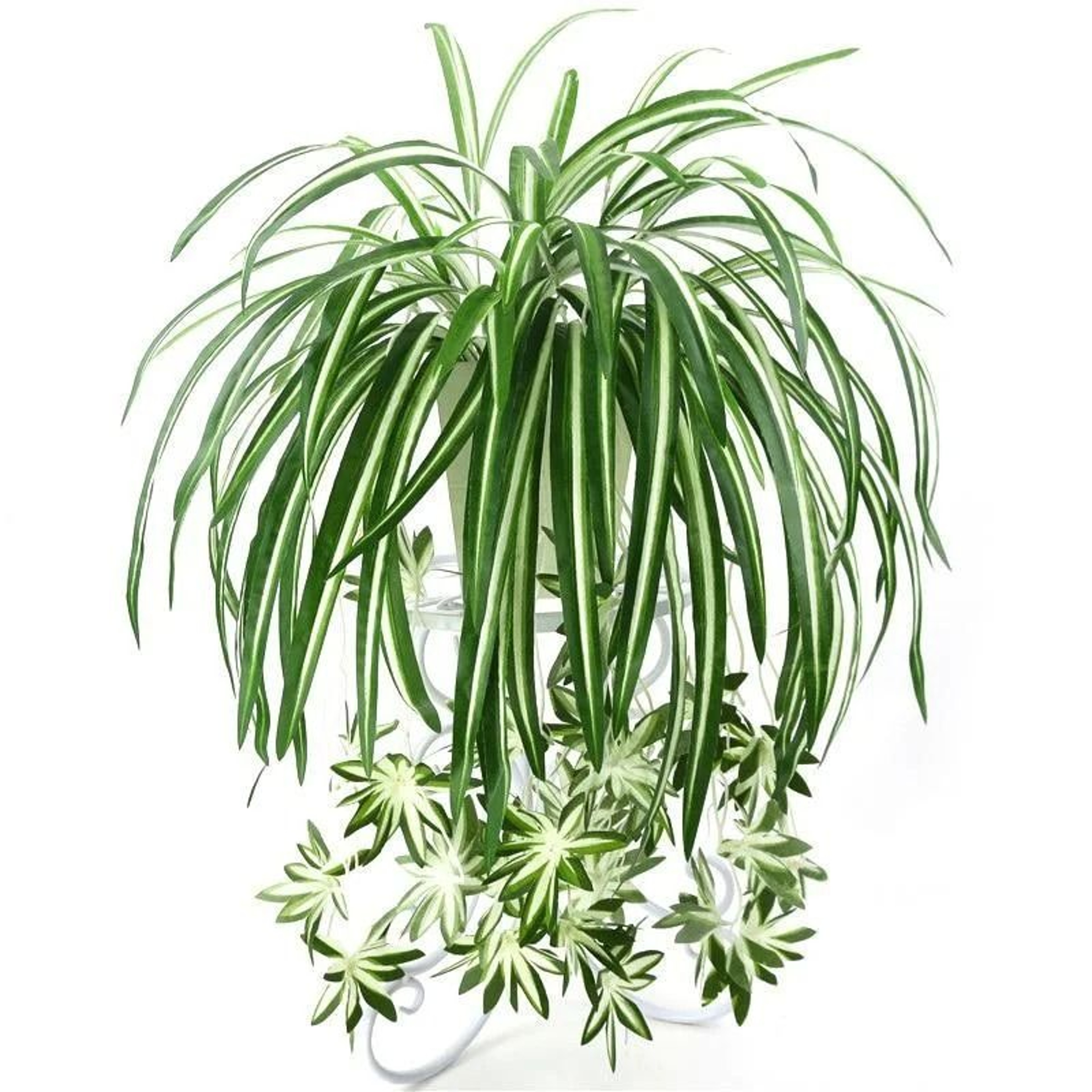 Artificial Hanging Green Plant Potted Chlorophytum Wall Decor 65cm PVC Simulation Leaves 0