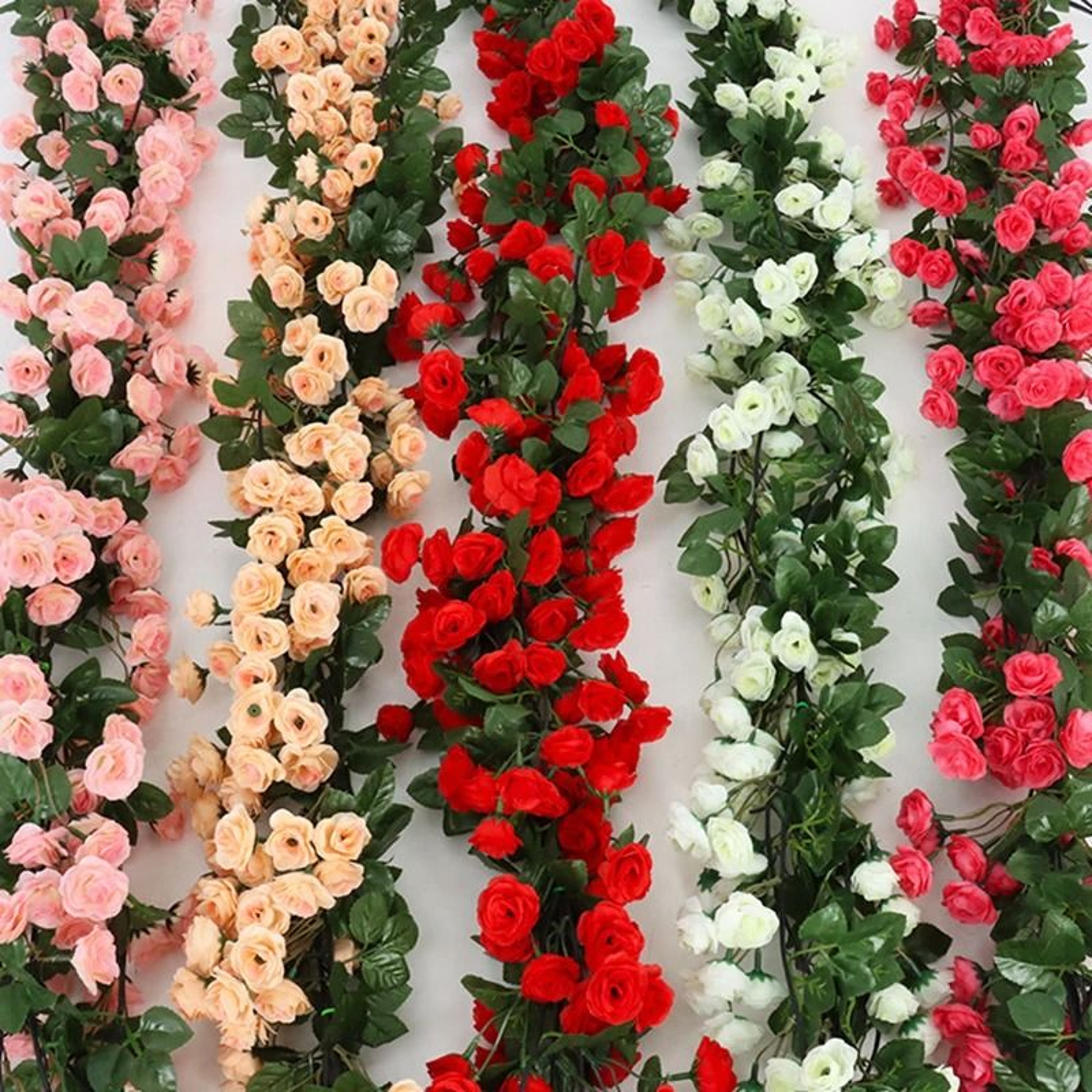 Artificial Rose Flower Vine 25m And 18m Silk Garland For Home And Wedding Decoration 0