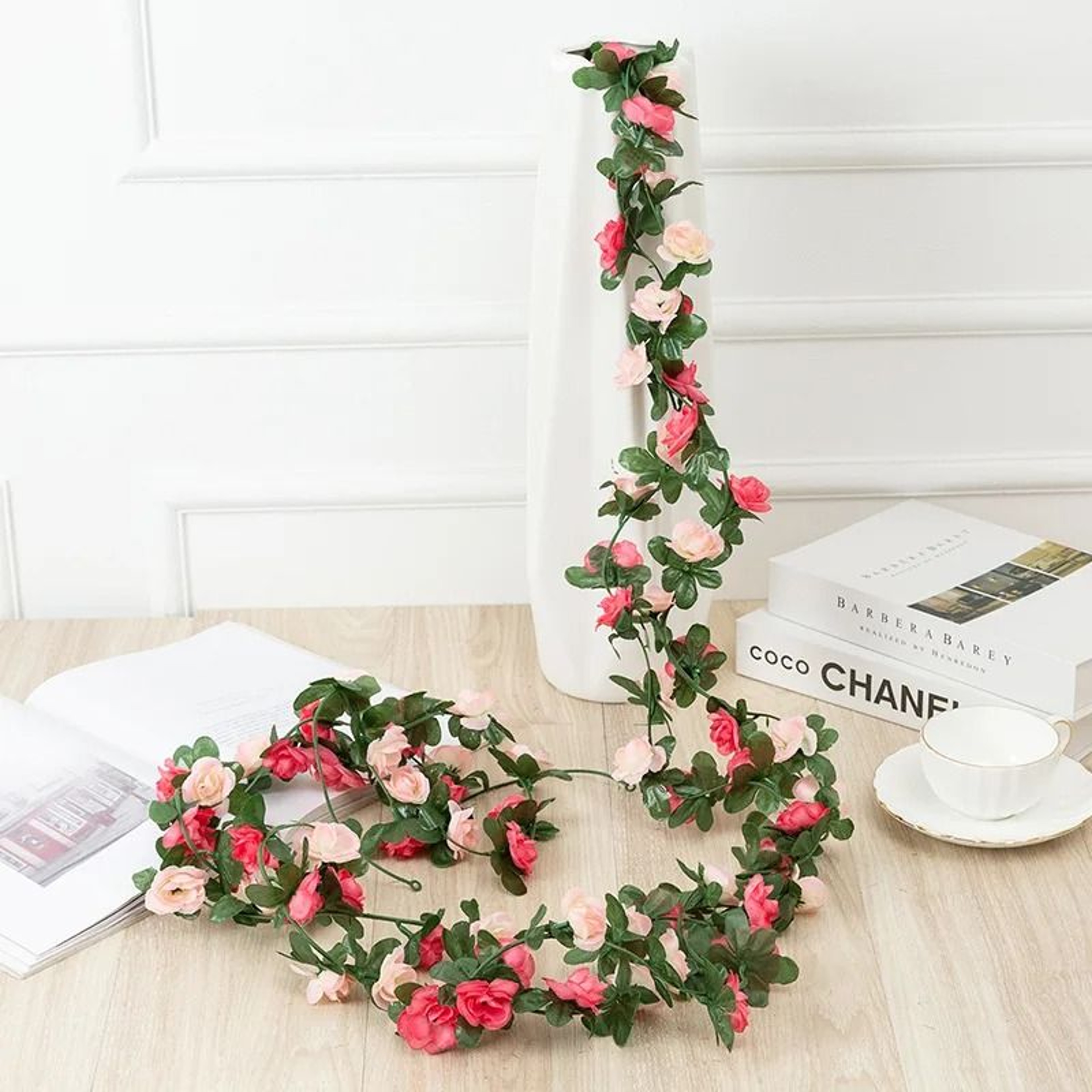 Artificial Rose Flower Vine 25m And 18m Silk Garland For Home And Wedding Decoration 5