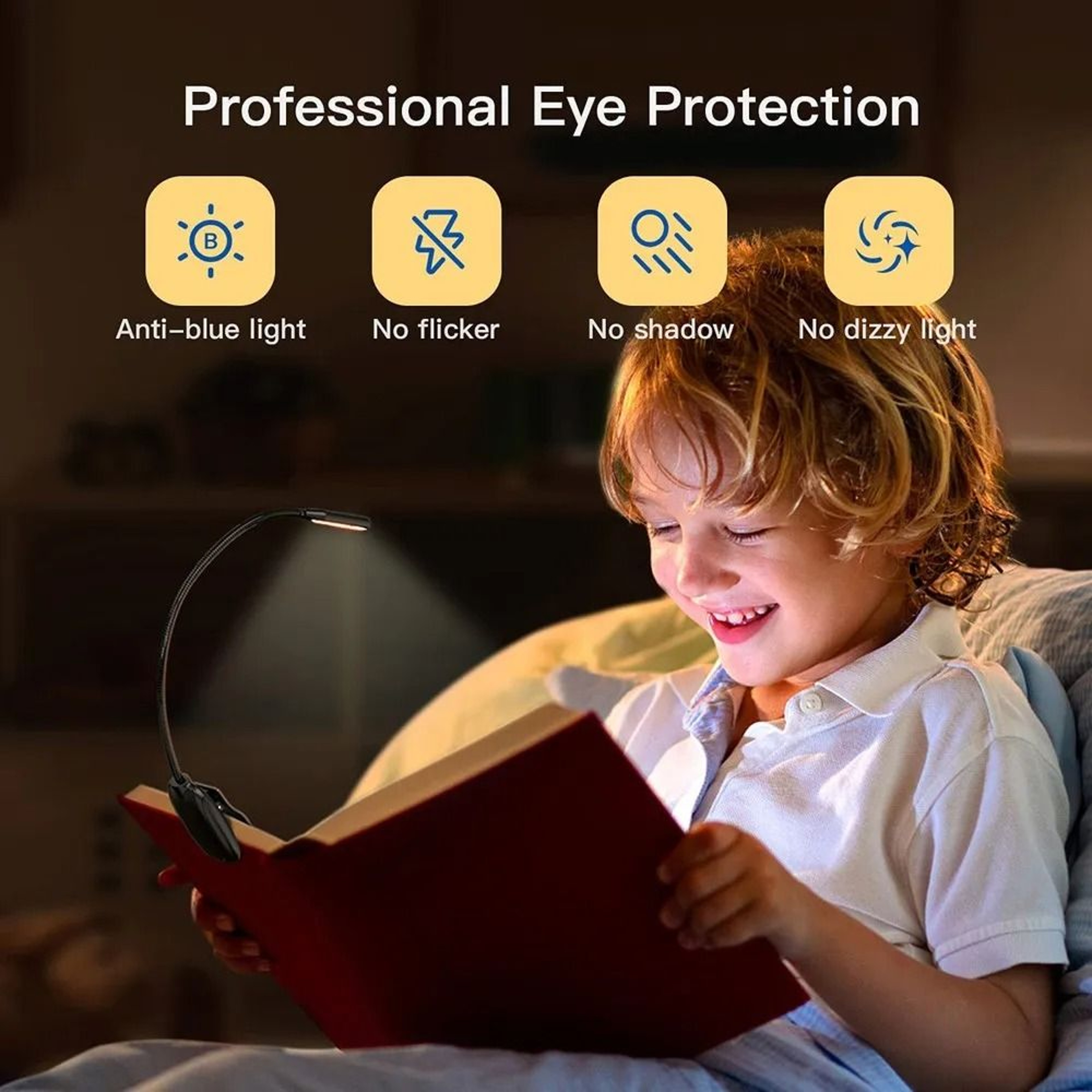 USB Rechargeable LED Book Light Flexible Clip On Reading Lamp With 3 Level Brightness 3