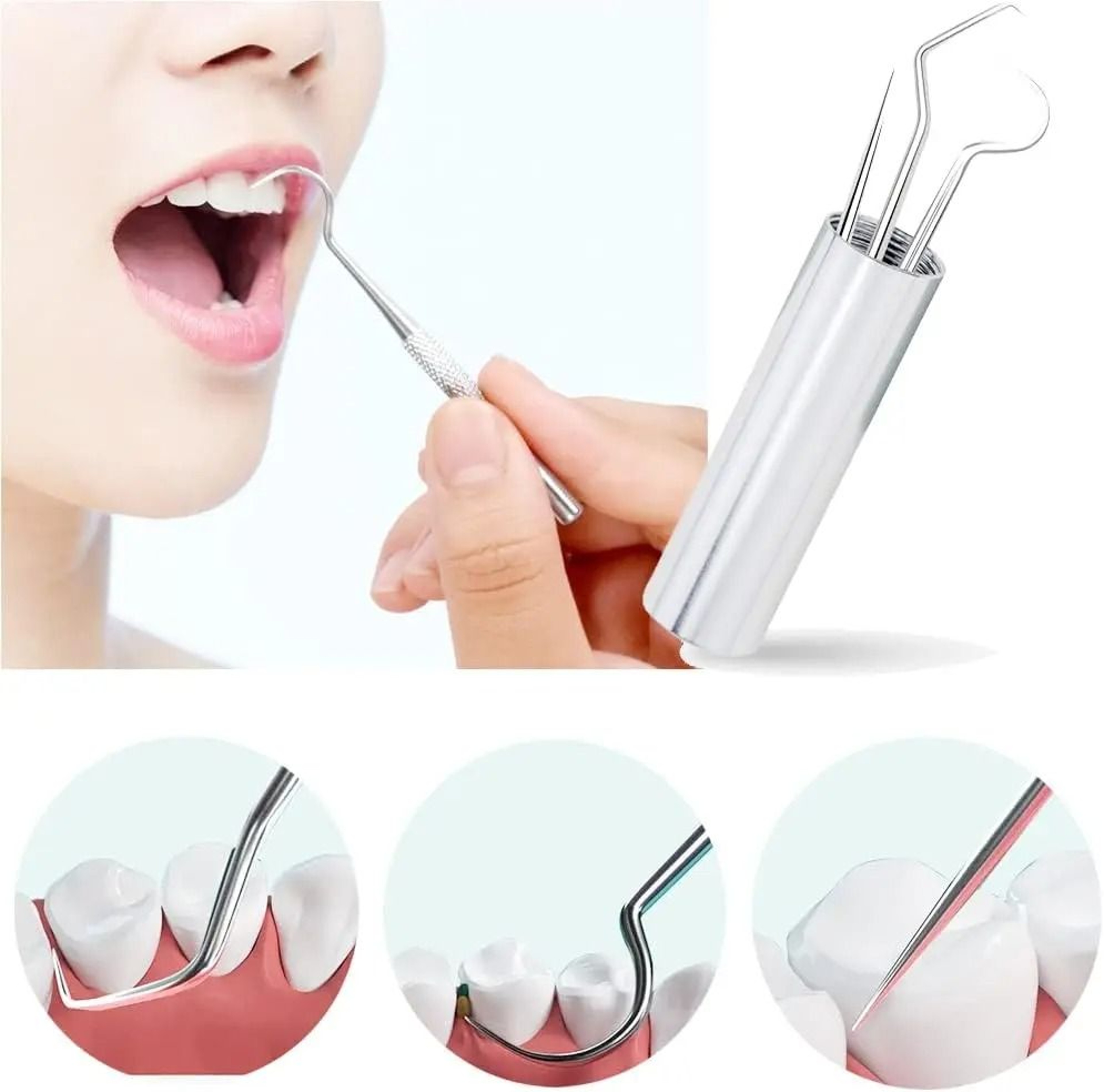 Stainless Steel Reusable Toothpick And Flossing Set 2