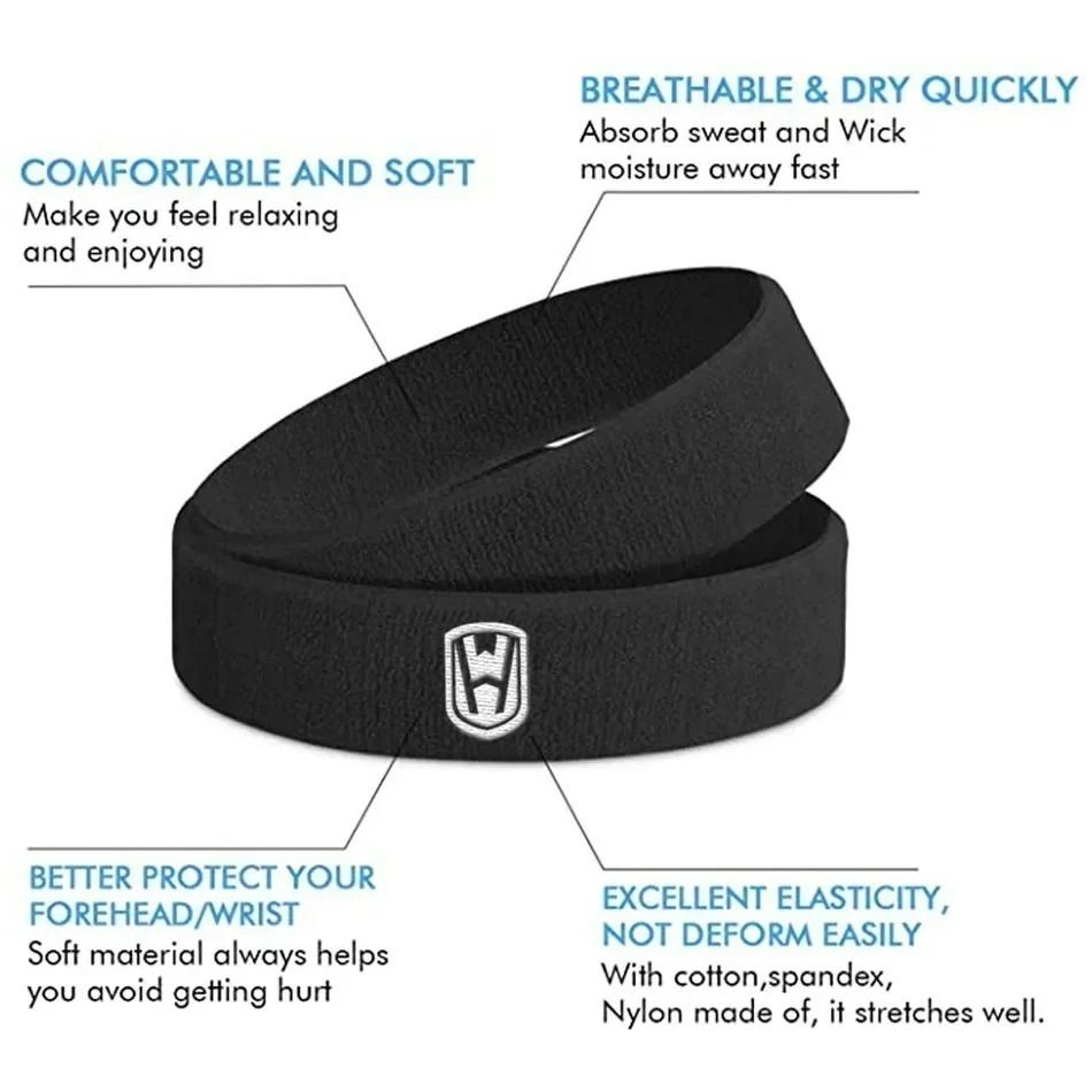 Cotton Athletic Headband And Wristband Set For Sports And Fitness 2