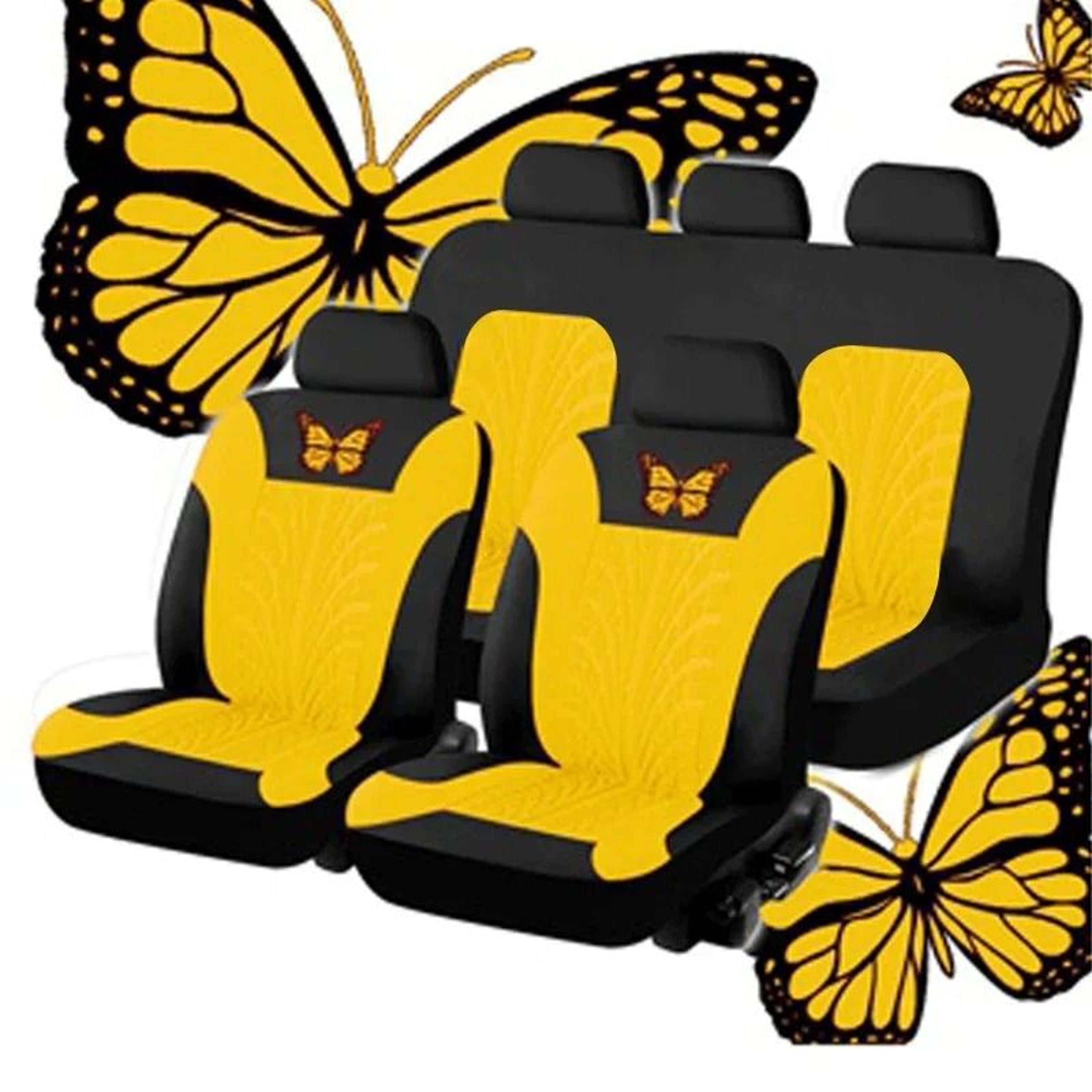 Universal Butterfly Embroidery Full Car Seat Cover Set 9