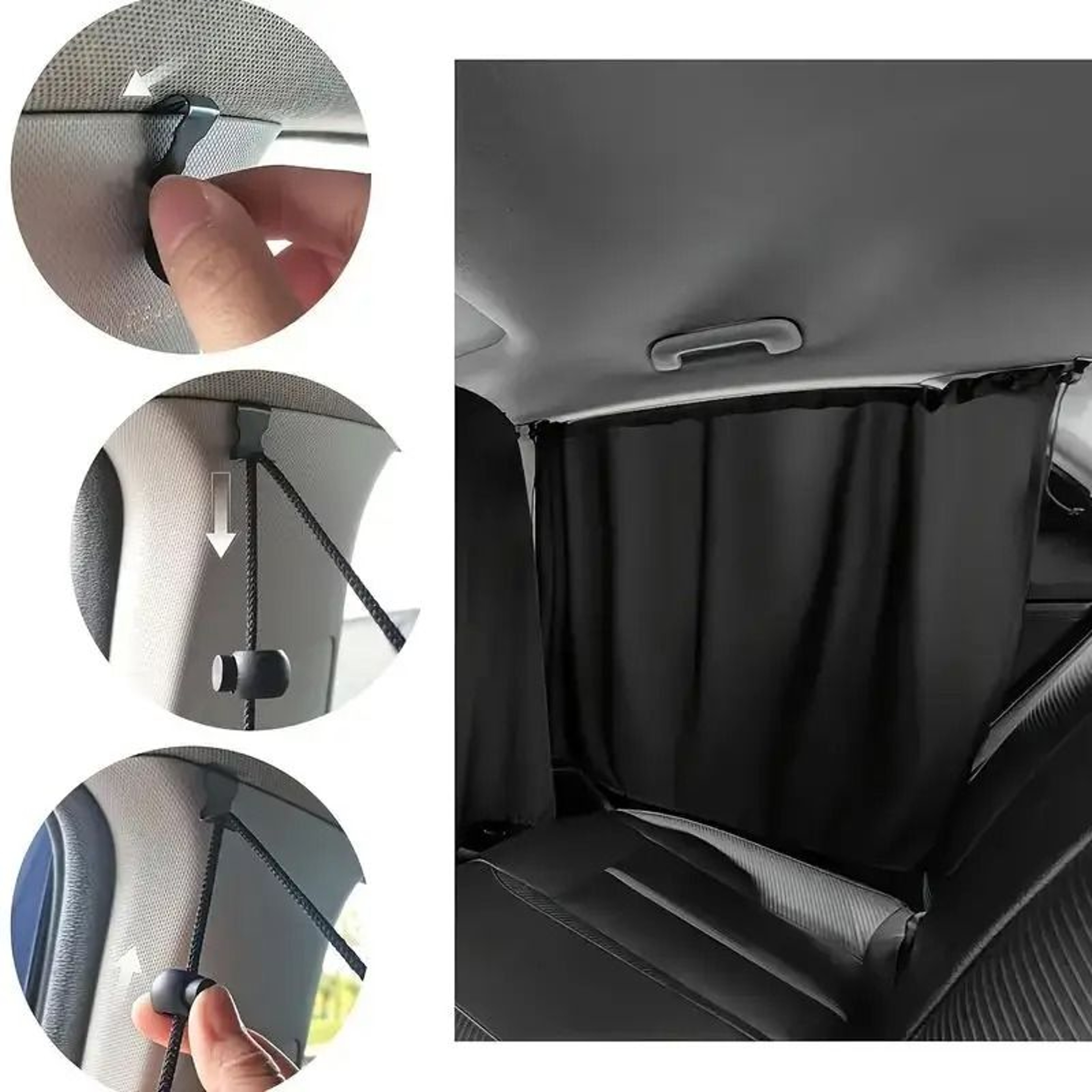 Car Privacy Curtains Sun Shade Divider For Front And Rear Seats Set Of 2 5