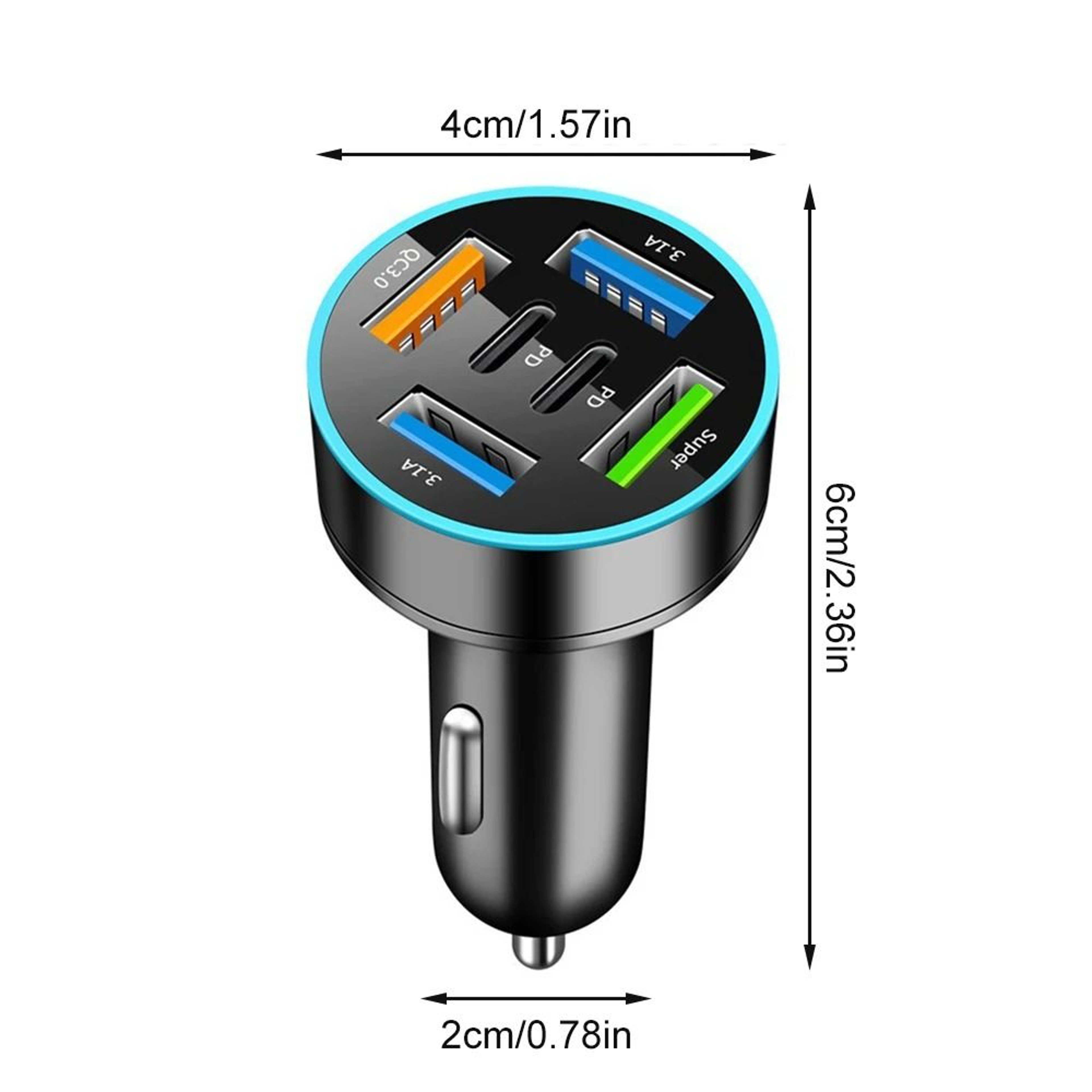 250W 5 Port Fast Charging Car Charger USB C And USB Adapter 5
