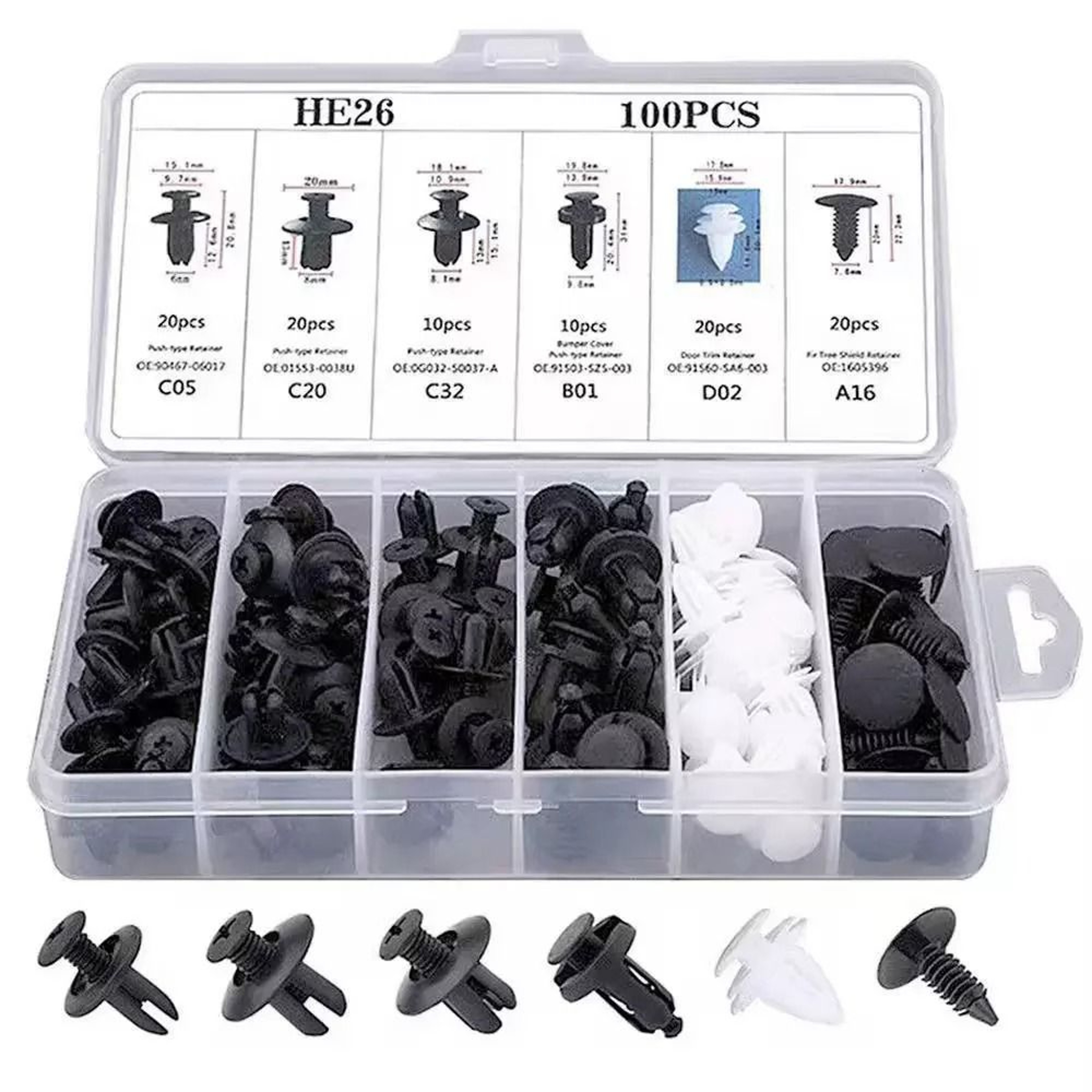 Universal Car Body Push Retainer Pin And Trim Fastener Kit With Tools 7