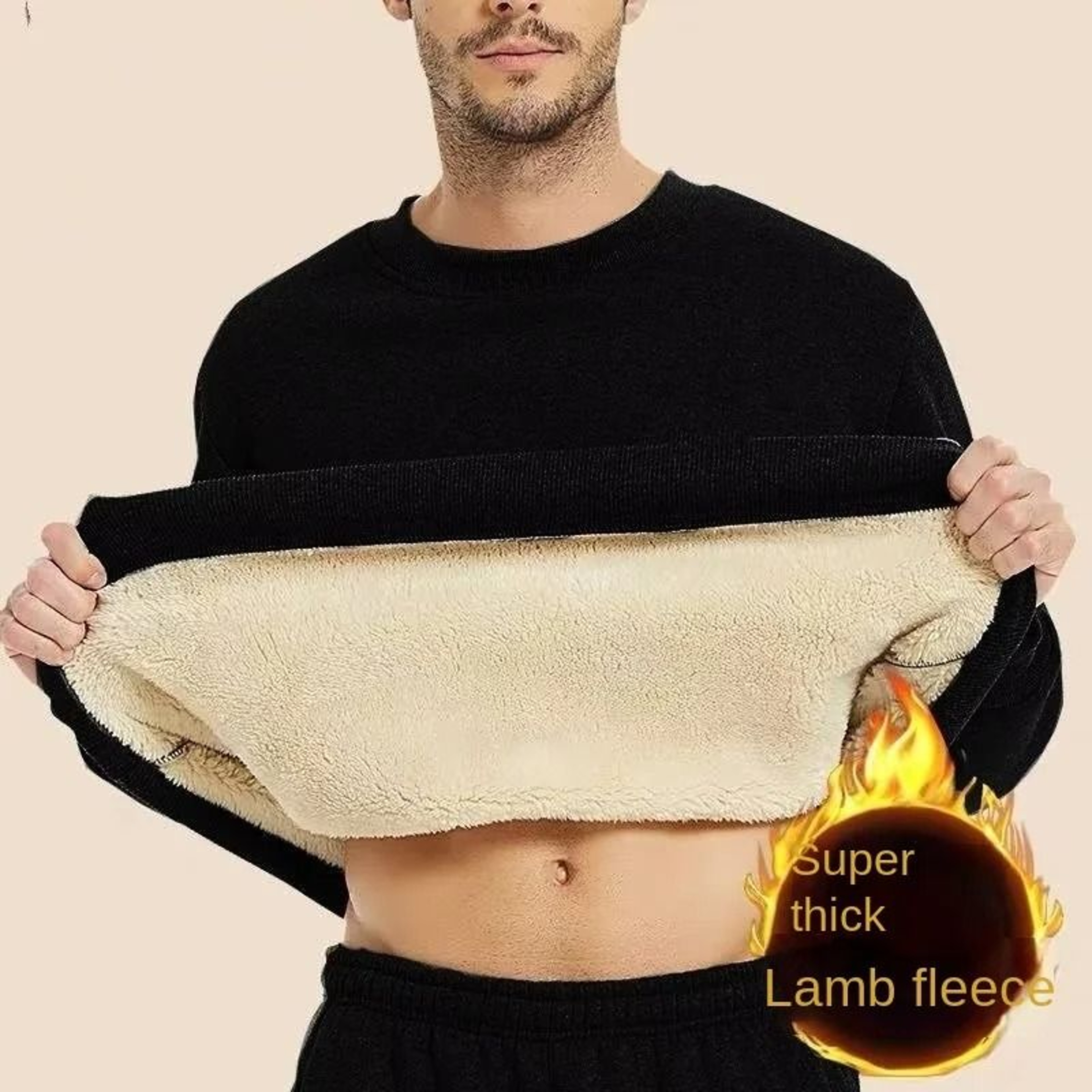 Mens Winter Warm Fleece Lined Thermal Pullover Shirt Crew Neck Long Sleeve Basic Sweatshirt 0