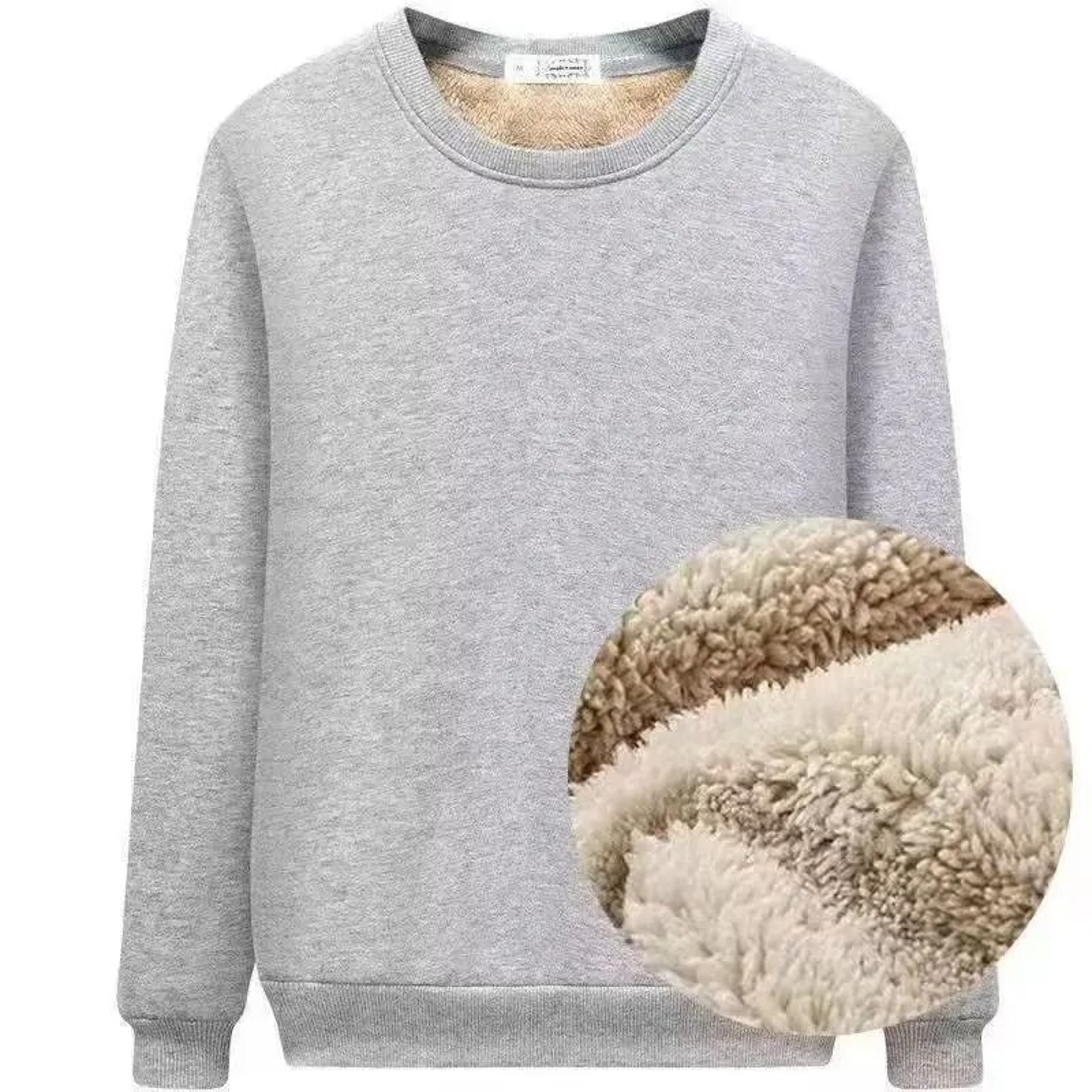 Mens Winter Warm Fleece Lined Thermal Pullover Shirt Crew Neck Long Sleeve Basic Sweatshirt 4