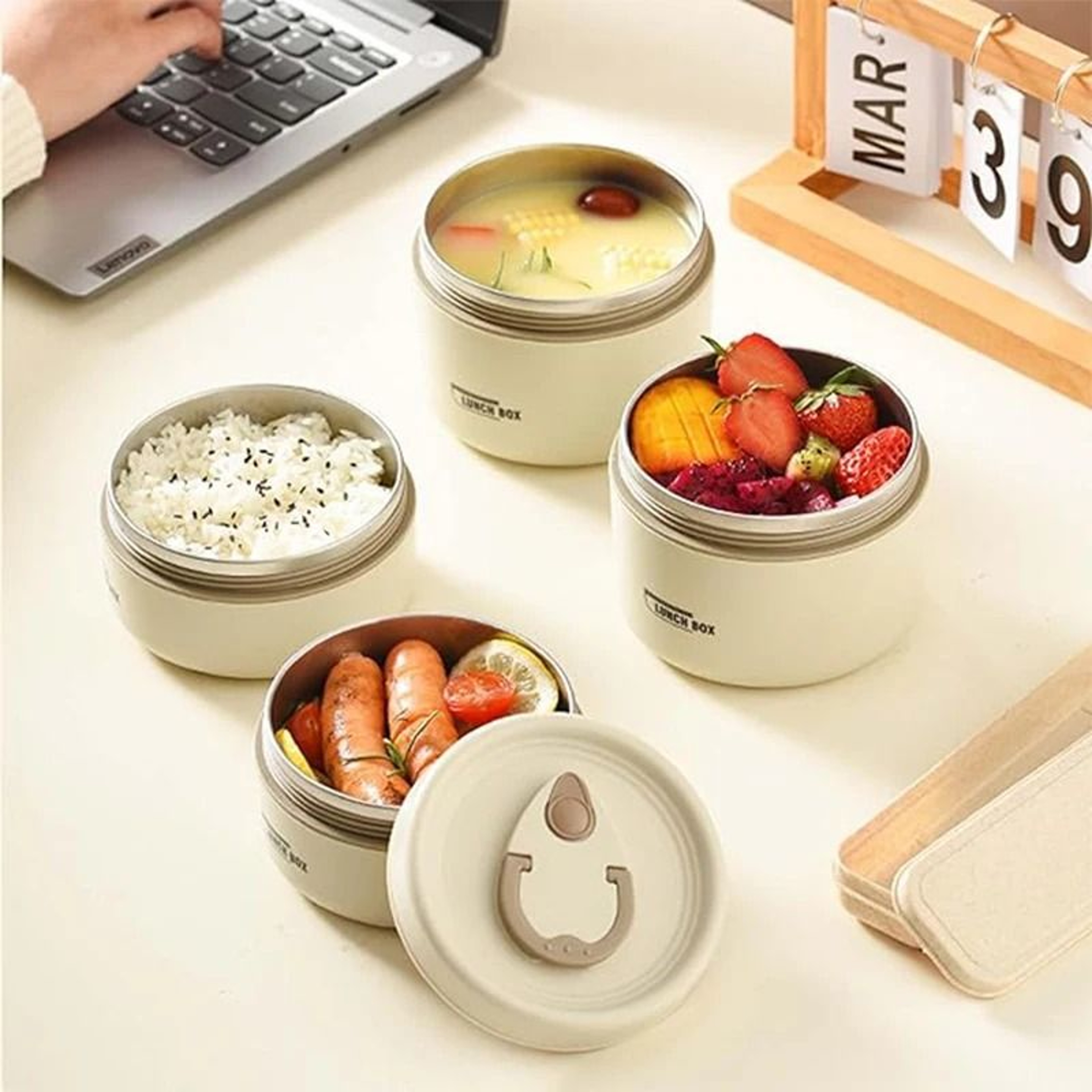 Portable Insulated Lunch Container Set With 3 Stackable Food Boxes For Adults And Kids 5
