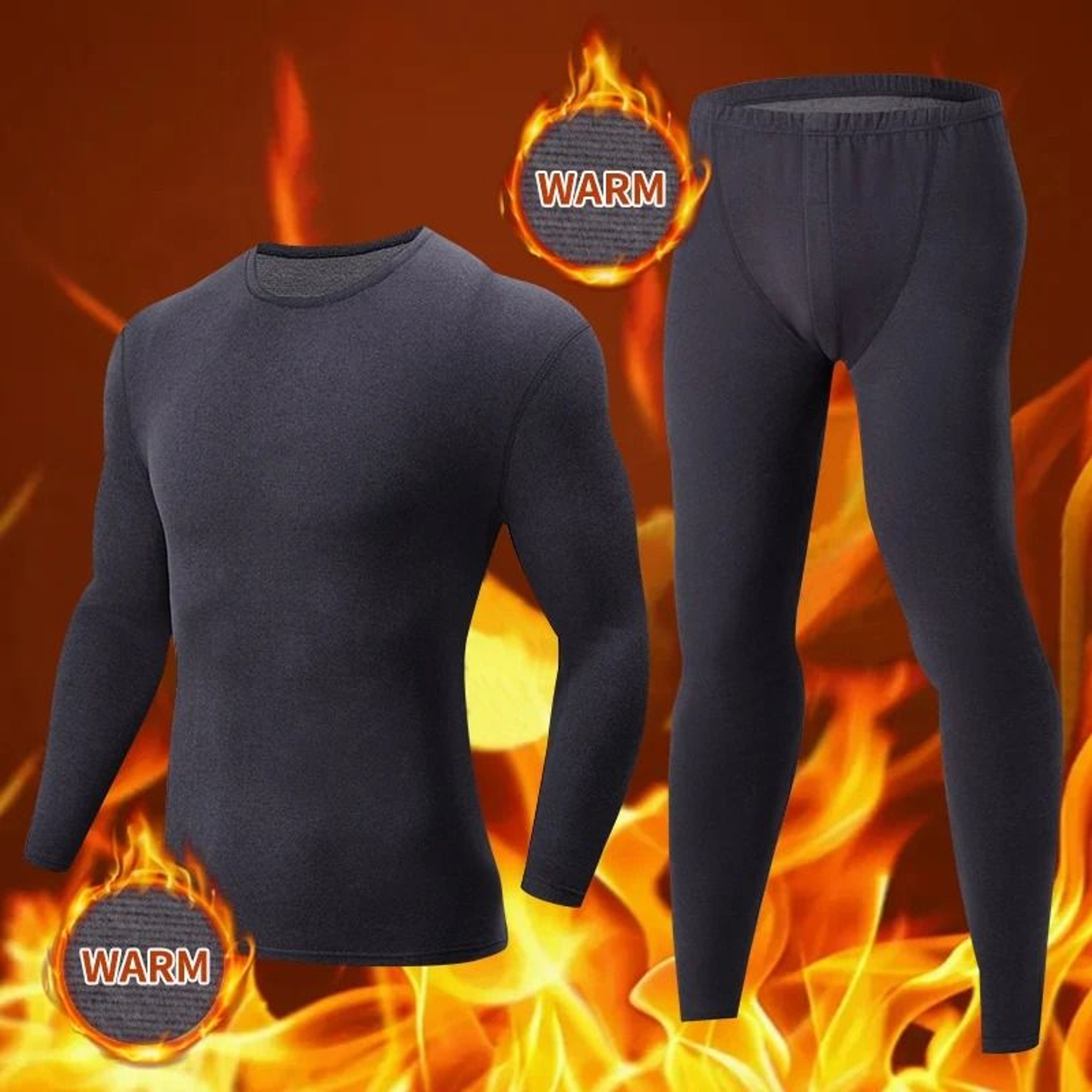 Mens Thermal Underwear Set Fleece Lined Long Sleeve Top And Pants For Autumn And Winter Comfort 3