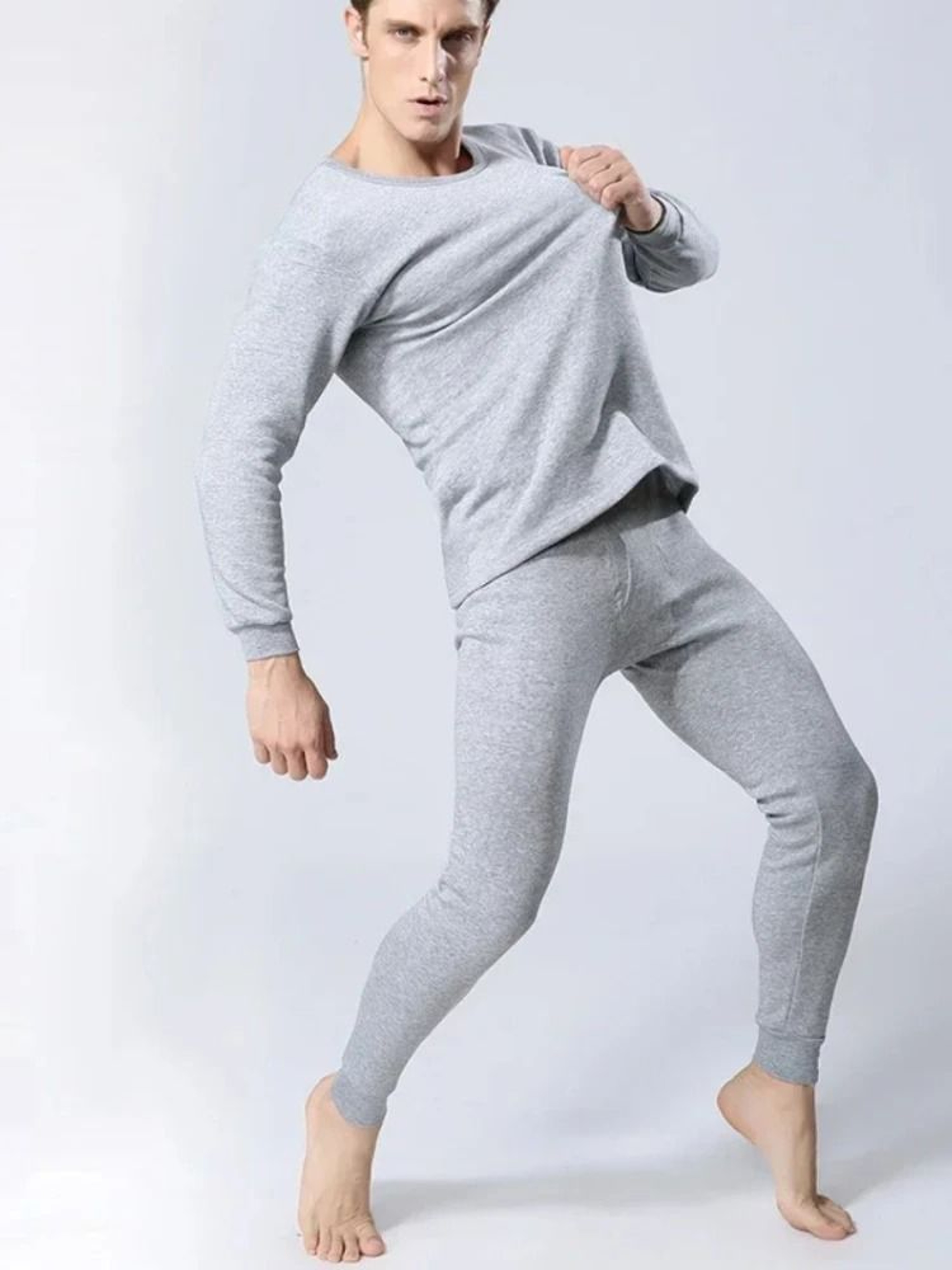 Mens Winter Thermal Underwear Set Fleece Lined Long Sleeve Top And Pants For Cold Weather Warmth 5