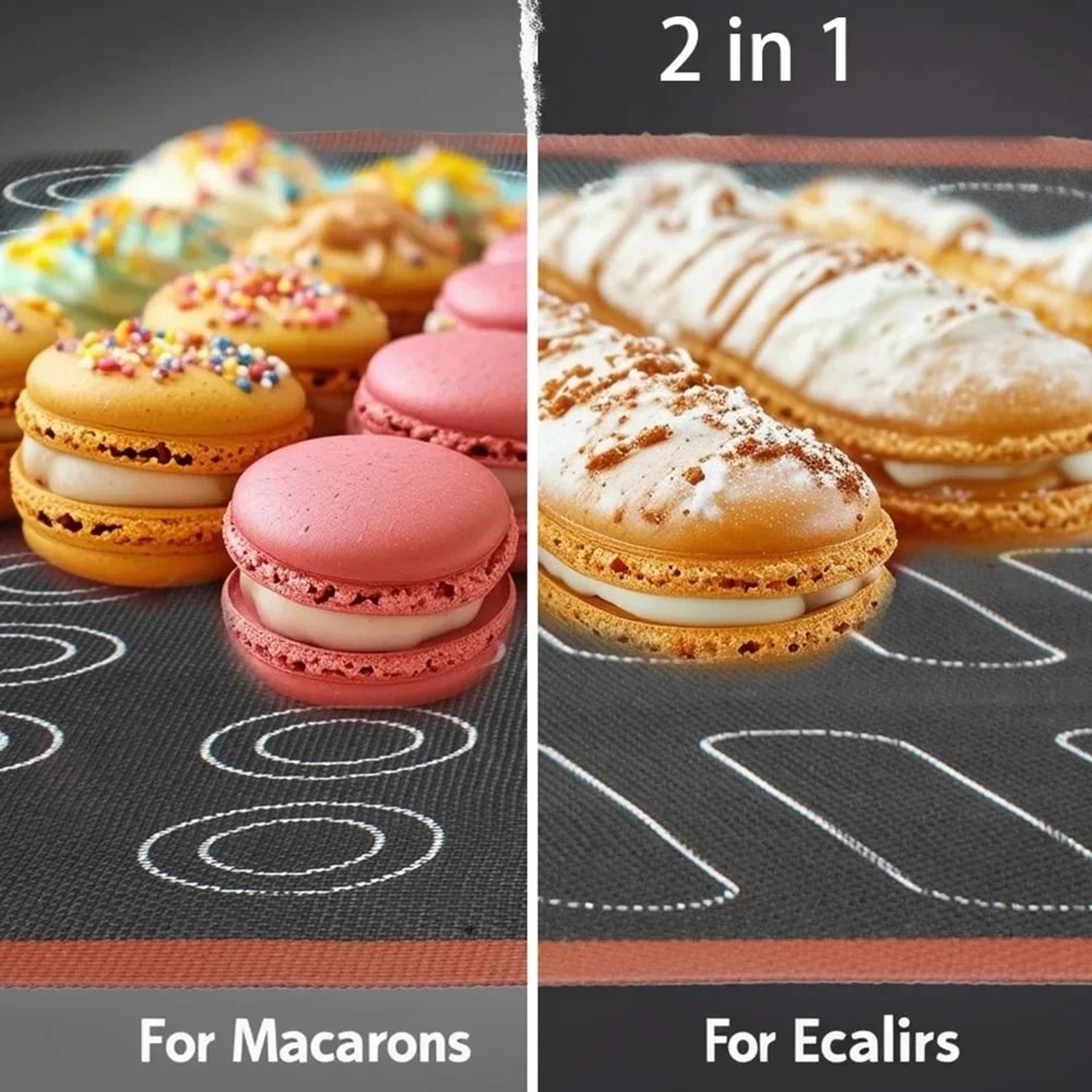 Silicone Baking Mat With Dual Sided Macaron Puff Mold 3