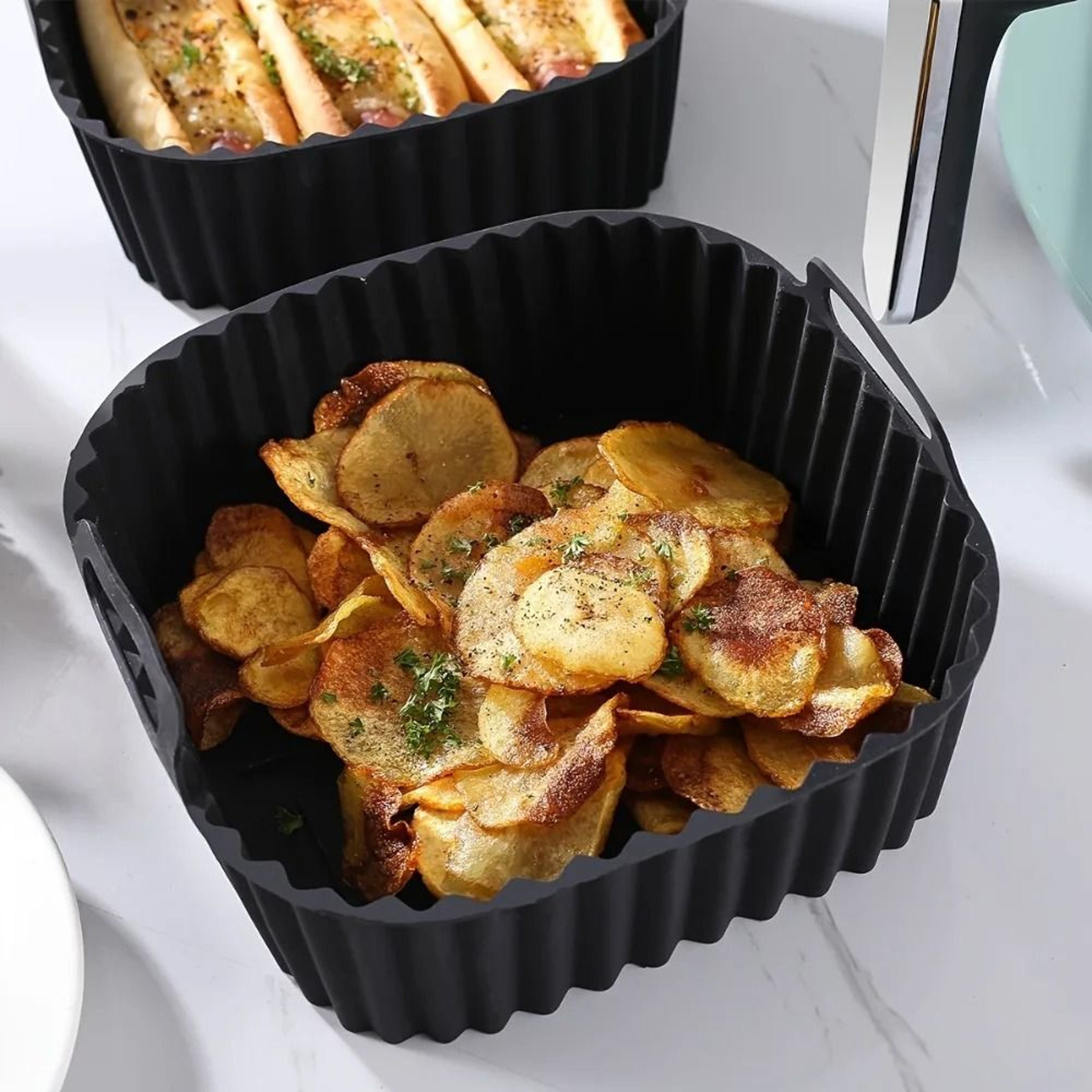 Square Silicone Air Fryer Liner Basket For 4 To 7 Quart Air Fryers 1