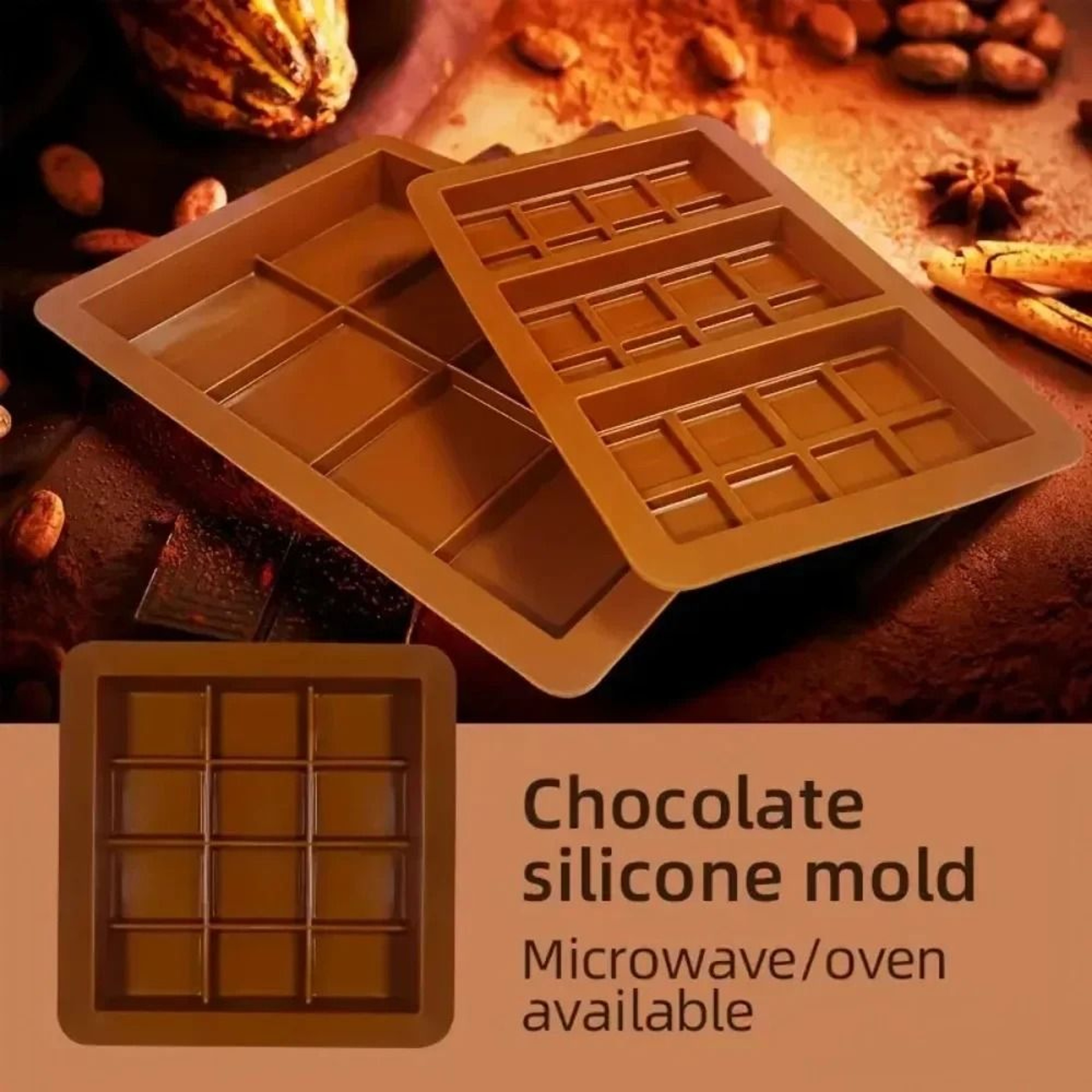Silicone Chocolate Bar Mold With 8 12 Or 24 Cells 2