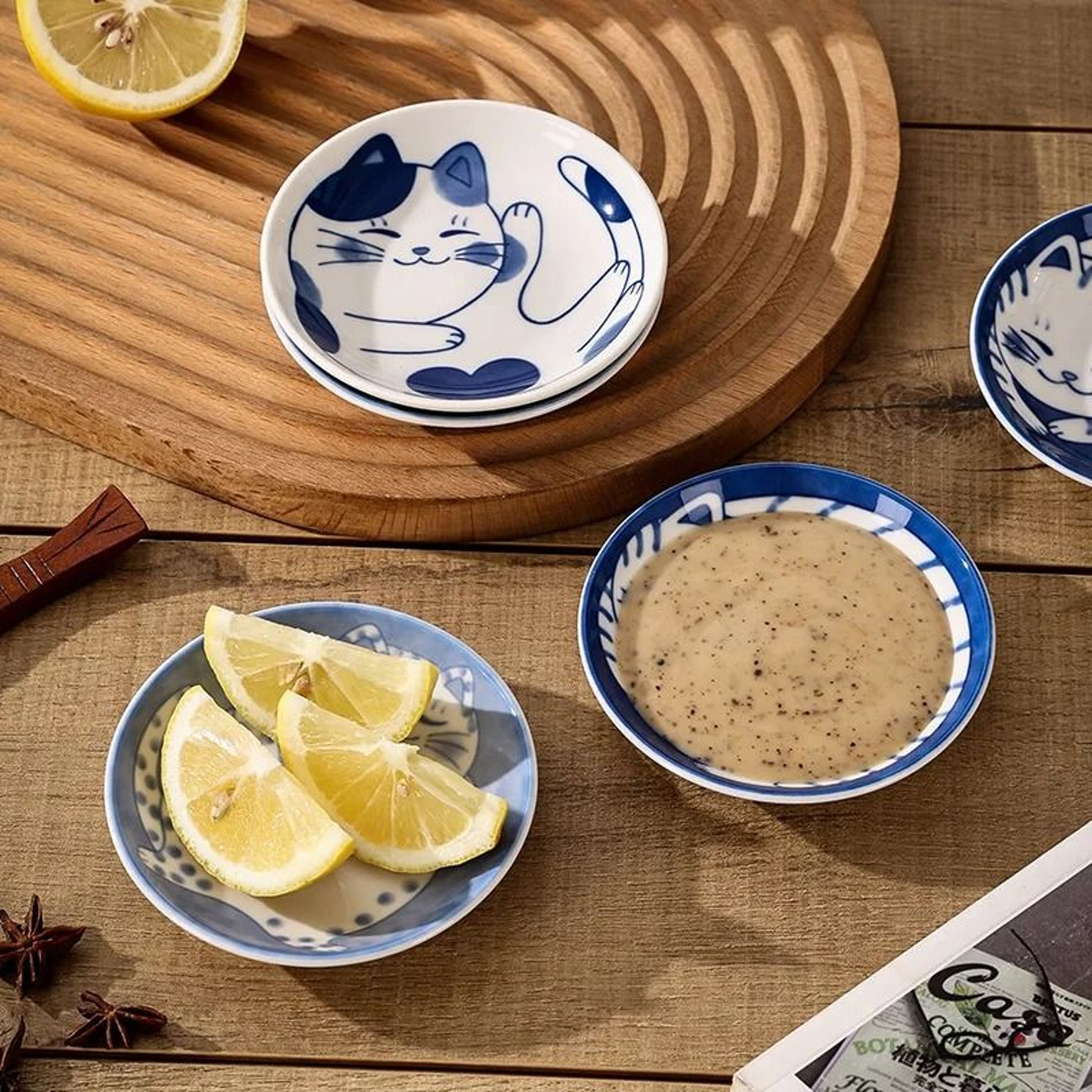 Japanese Style Ceramic Dessert Sauce Dish With Lucky Cat Design 4