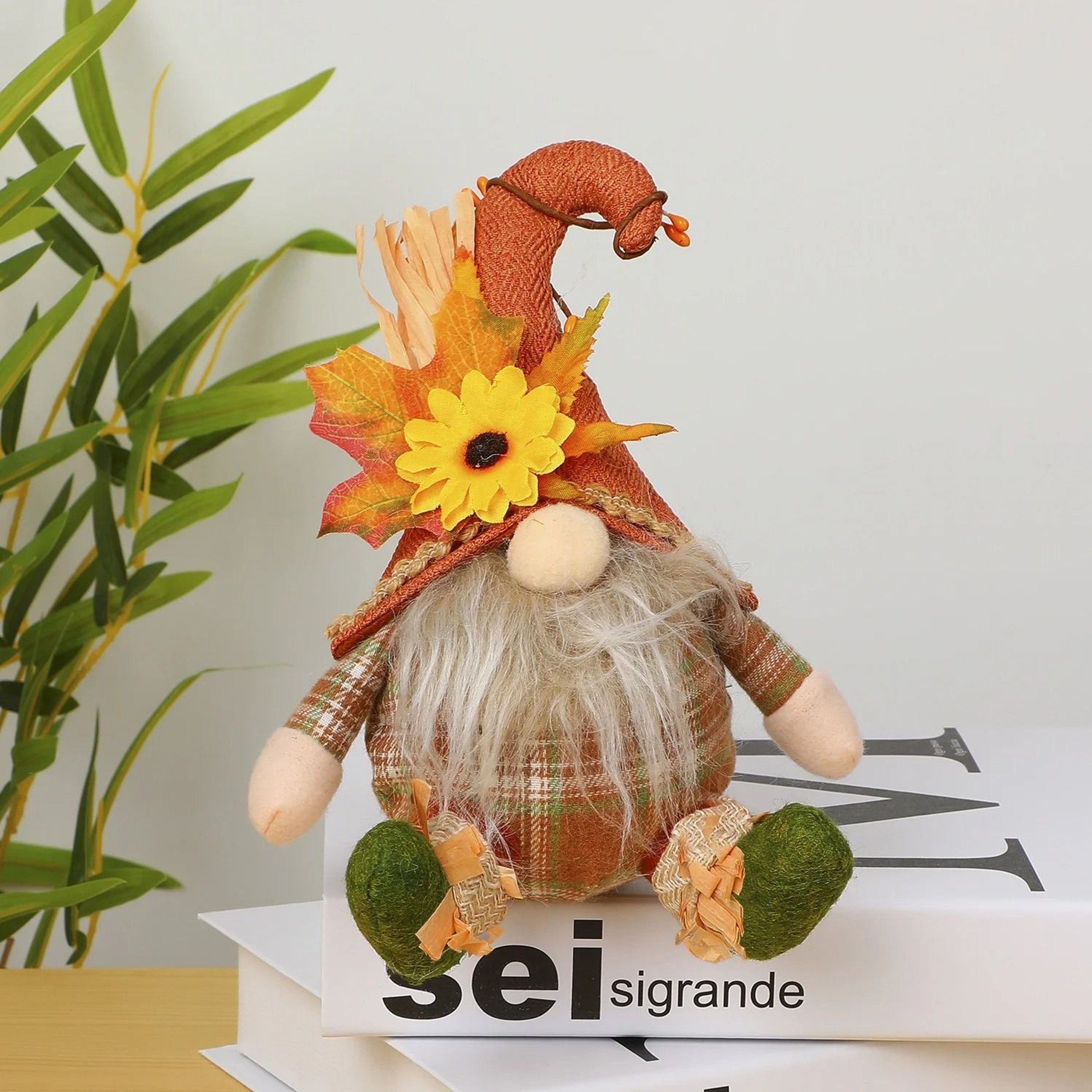 Rustic Autumn Harvest Scarecrow Decoration With Plaid And Sunflower Accents  Farmhouse Fall Decor 4