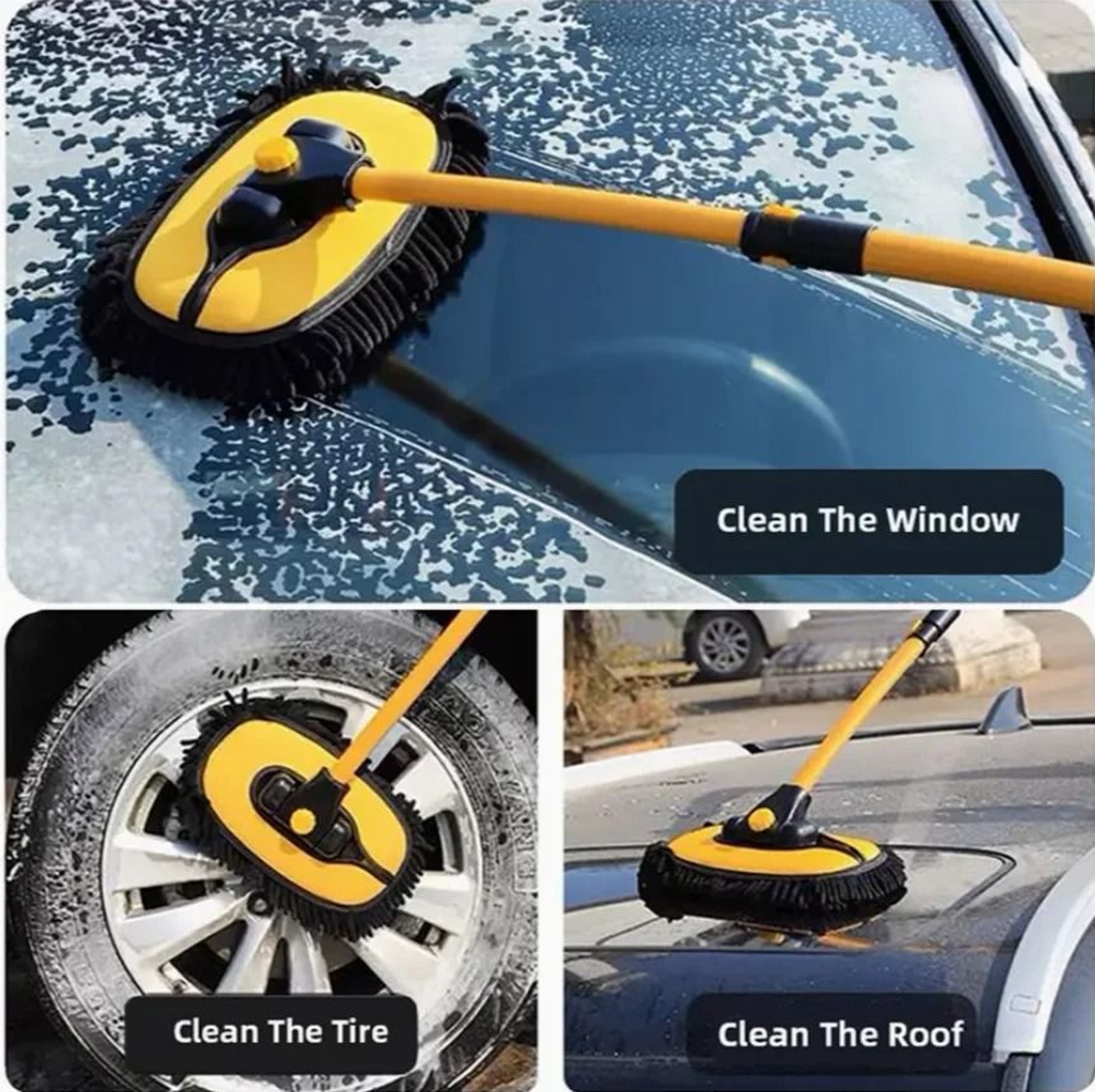 Telescopic Car Cleaning Brush Long Handle Microfiber Mop 5