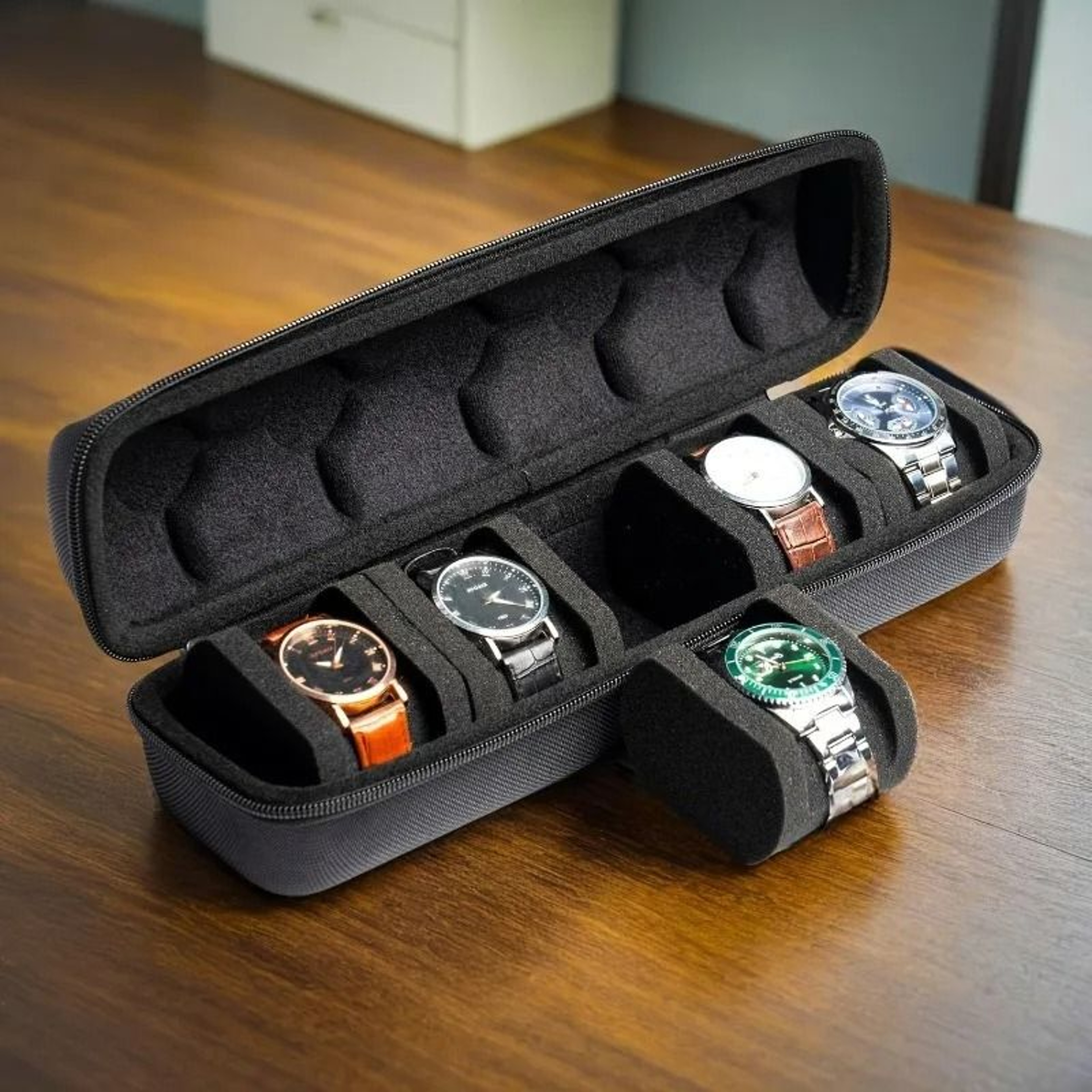 Portable Watch Case Zipper Travel Storage Box For Wristwatches And Smart Watches 0