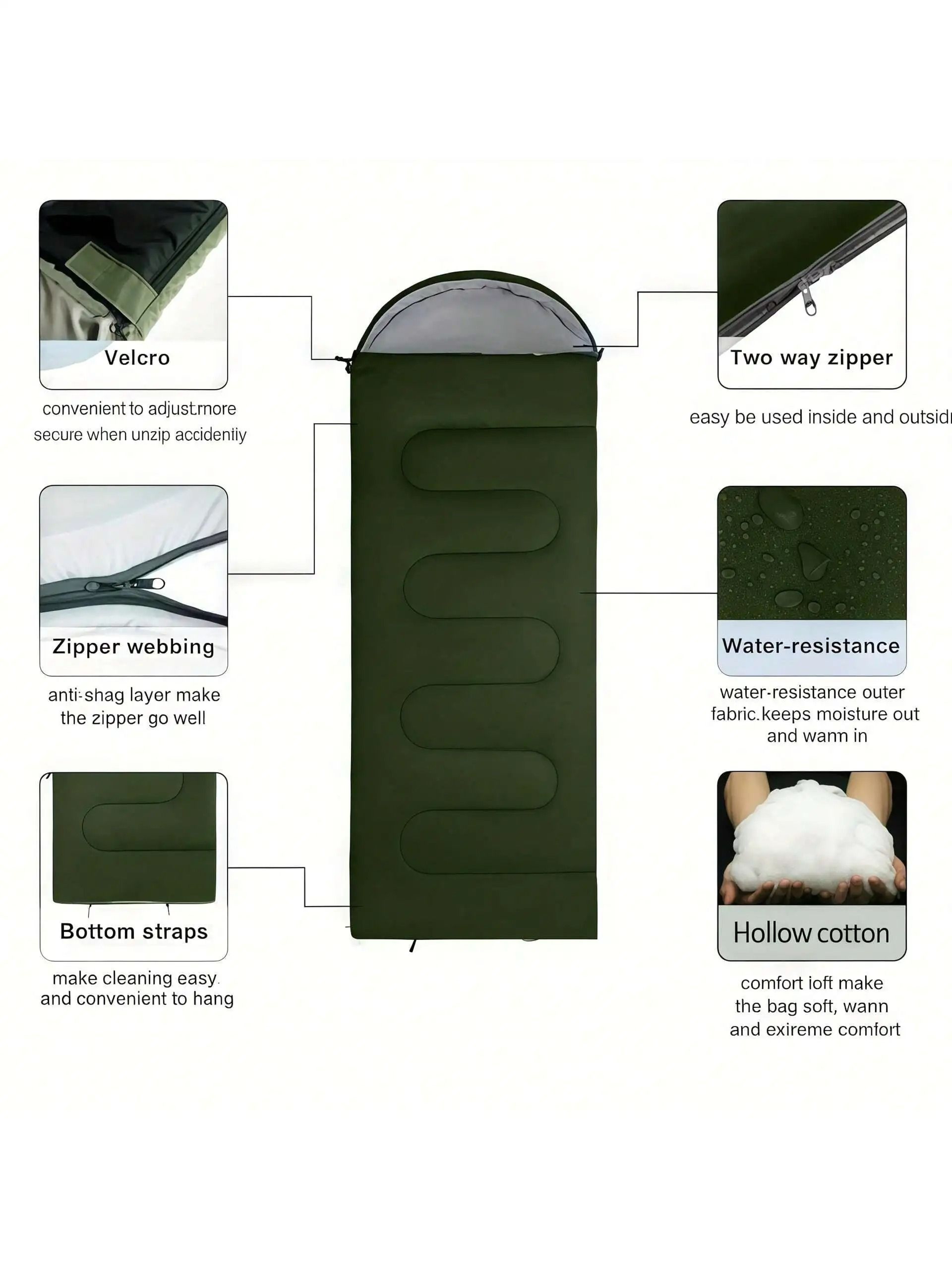 Outdoor Camping Sleeping Bag Extended Warm Foldable Lightweight Design 2
