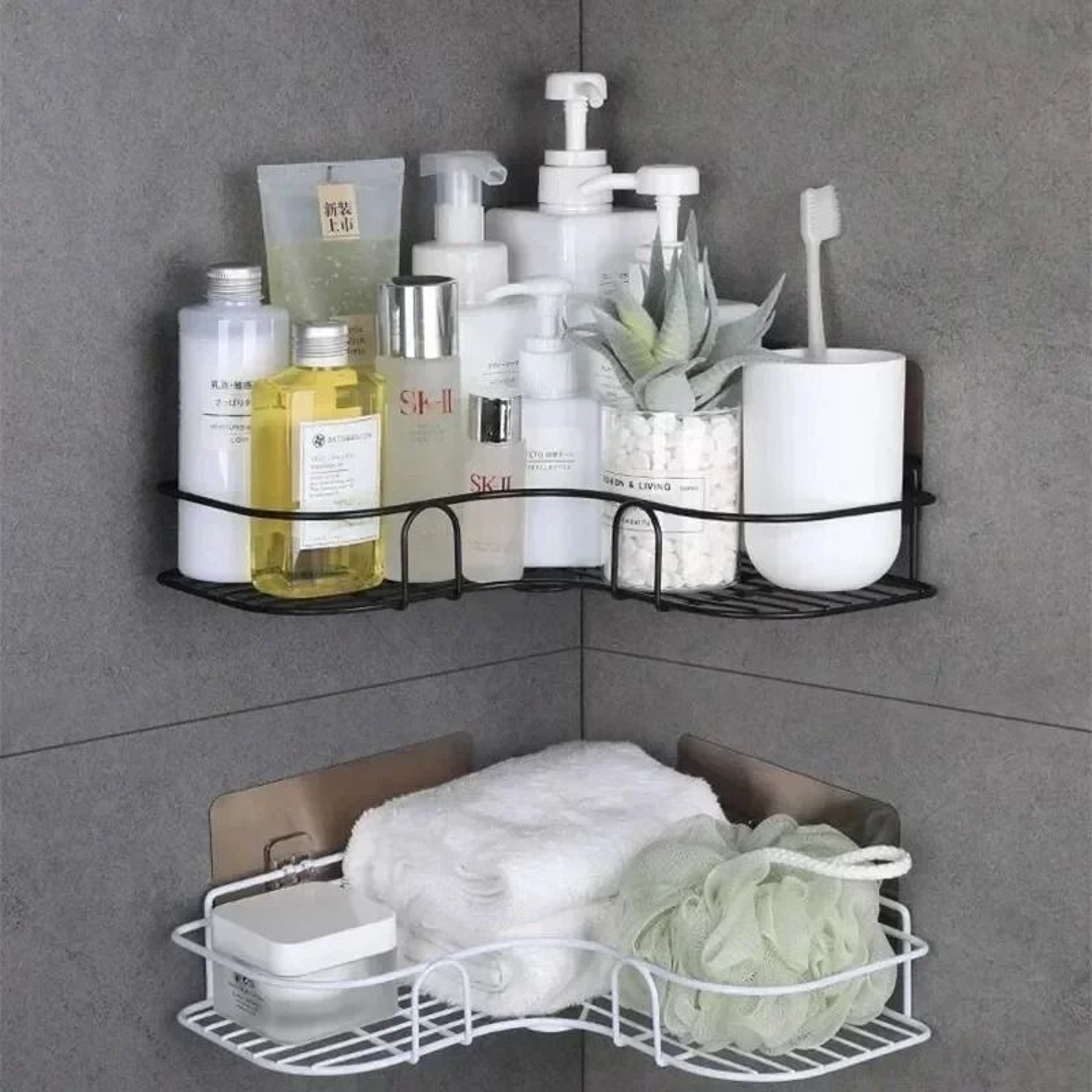 Wall Mounted Bathroom Shelf Corner Storage Rack Shower Organizer 1