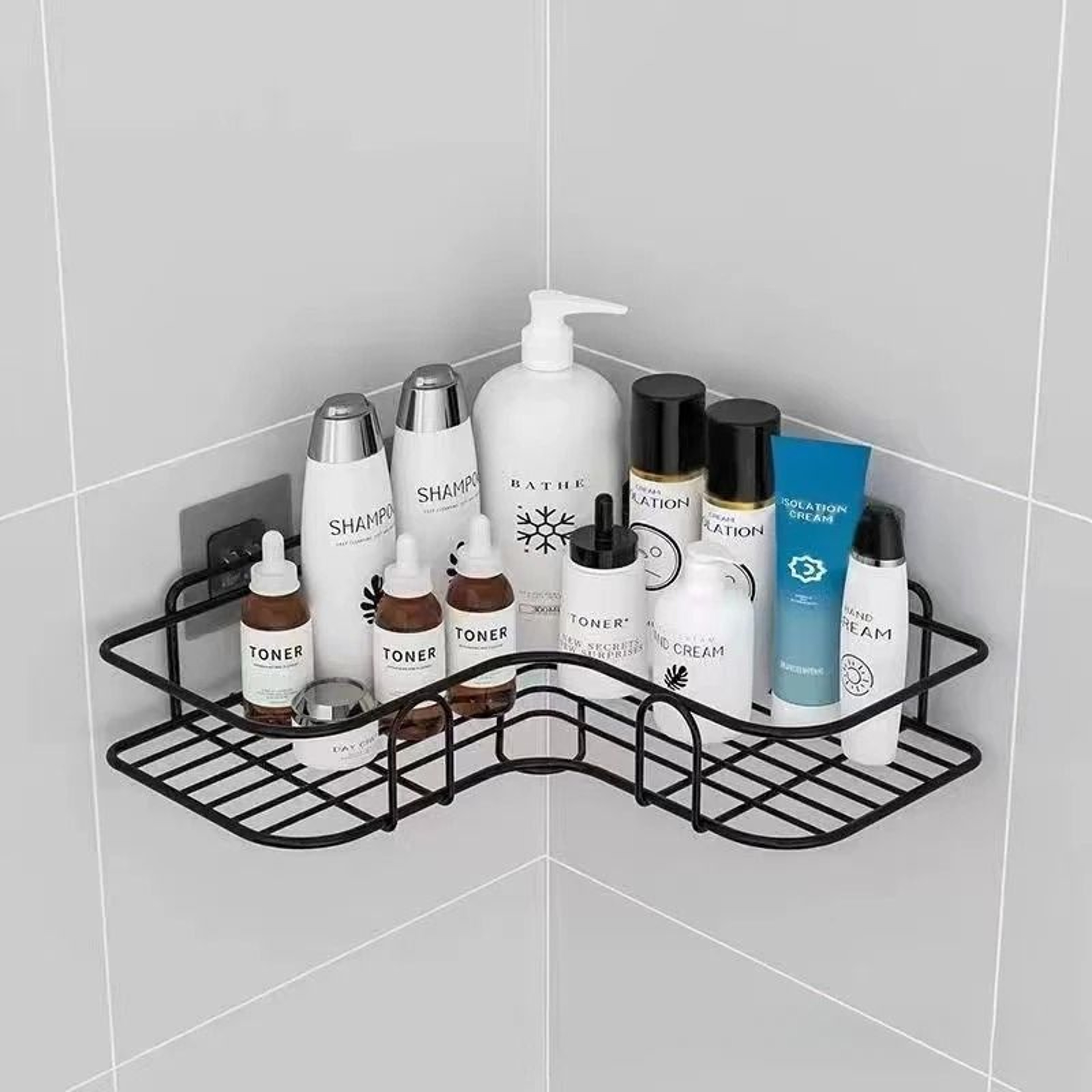 Wall Mounted Bathroom Shelf Corner Storage Rack Shower Organizer 6