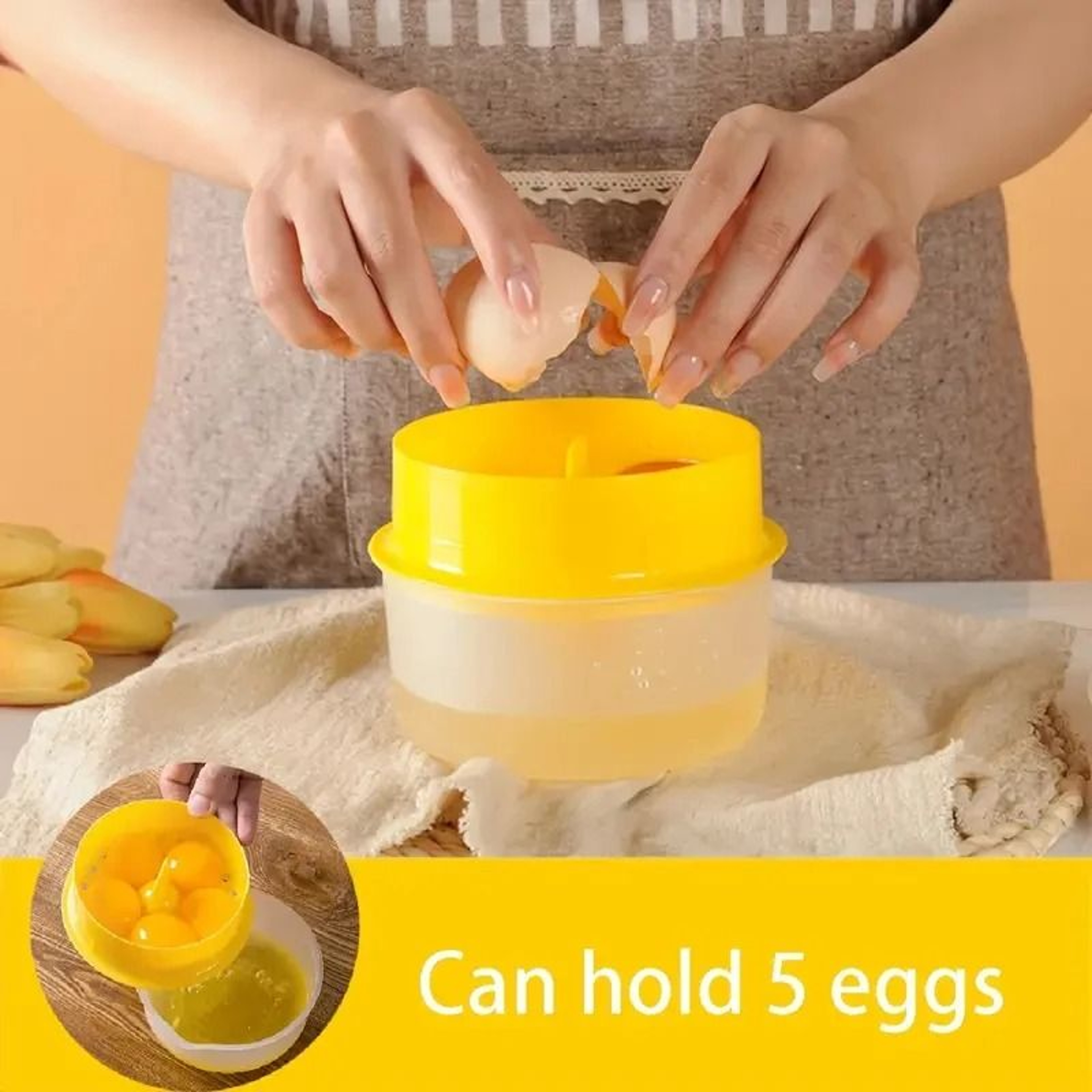 Egg Yolk Separator With Clear Bowl Large Capacity Kitchen Tool 2