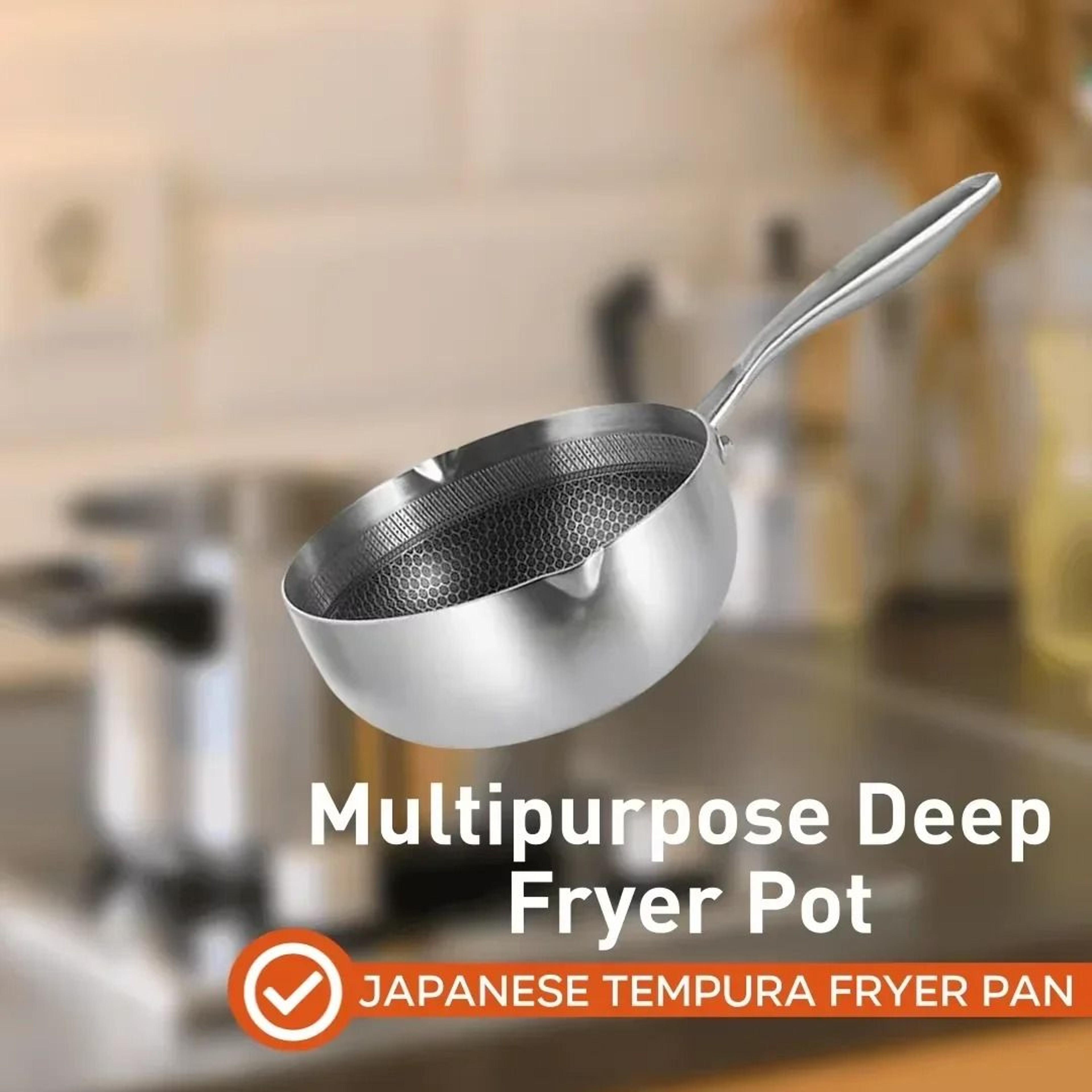 Stainless Steel Japanese Tempura Deep Fryer Pot With Honeycomb Interior 1