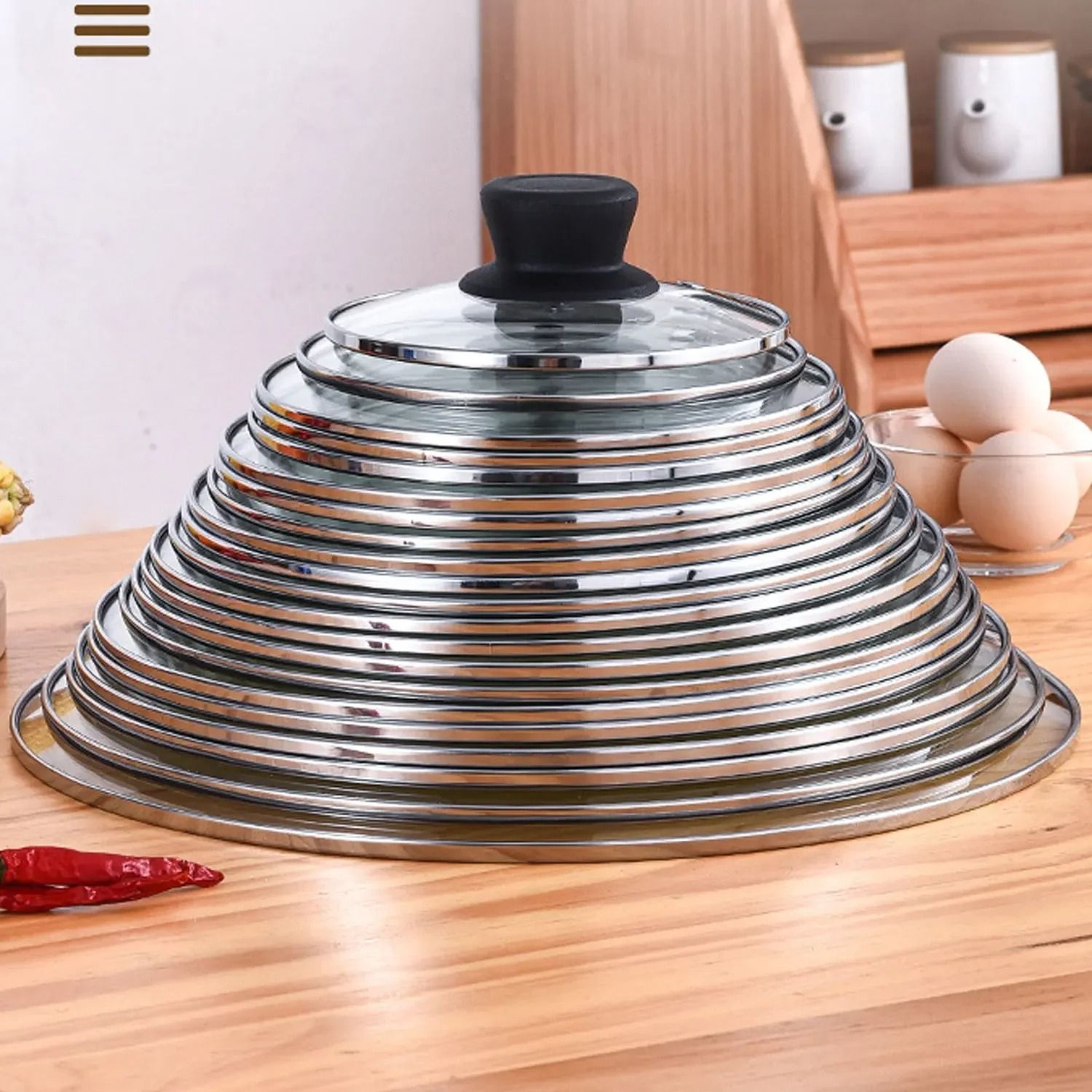 Stainless Steel Tempered Glass Lid With Knob For Pots And Pans 4