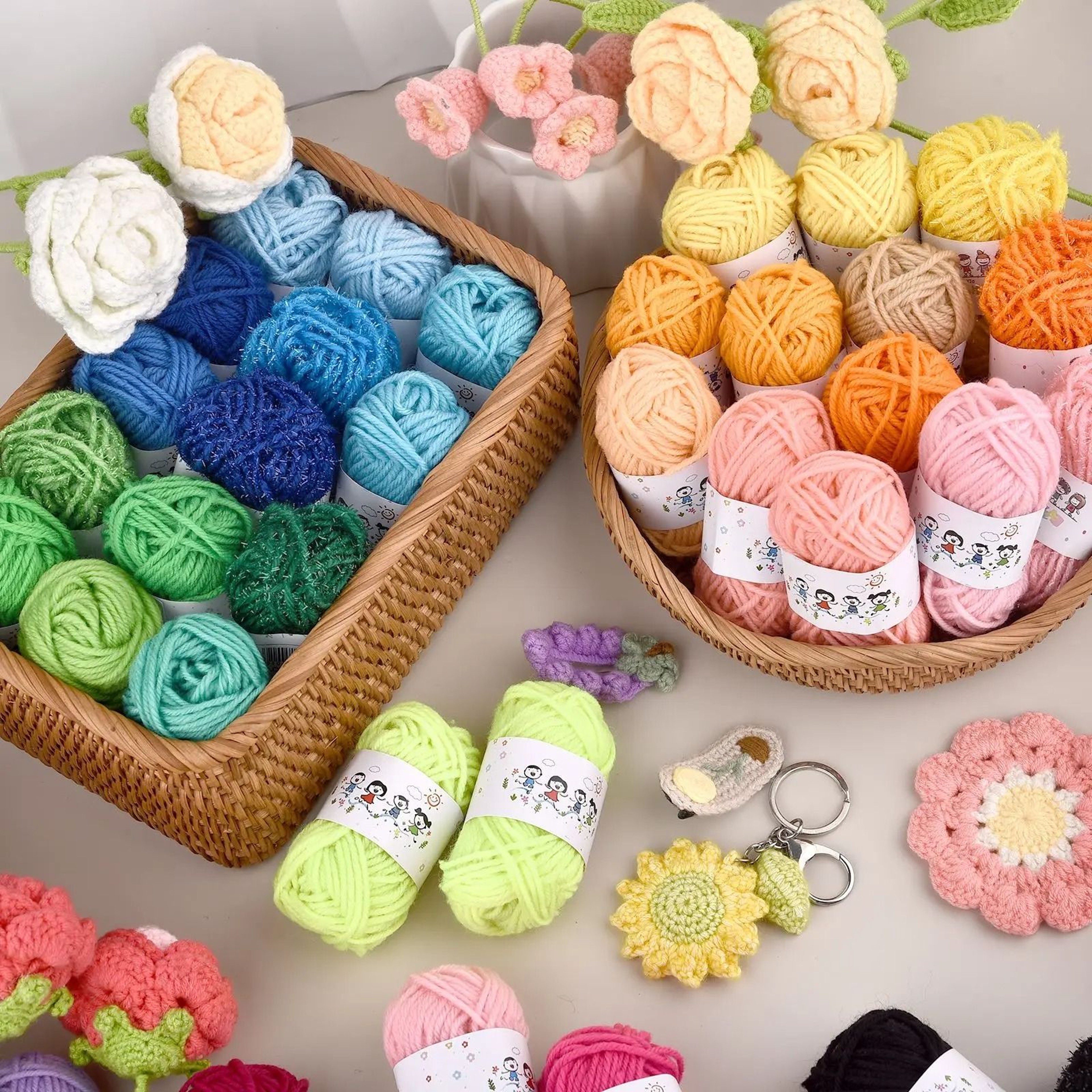 12 Color Acrylic Yarn Set For Kids DIY Knitting And Crochet Crafts 2