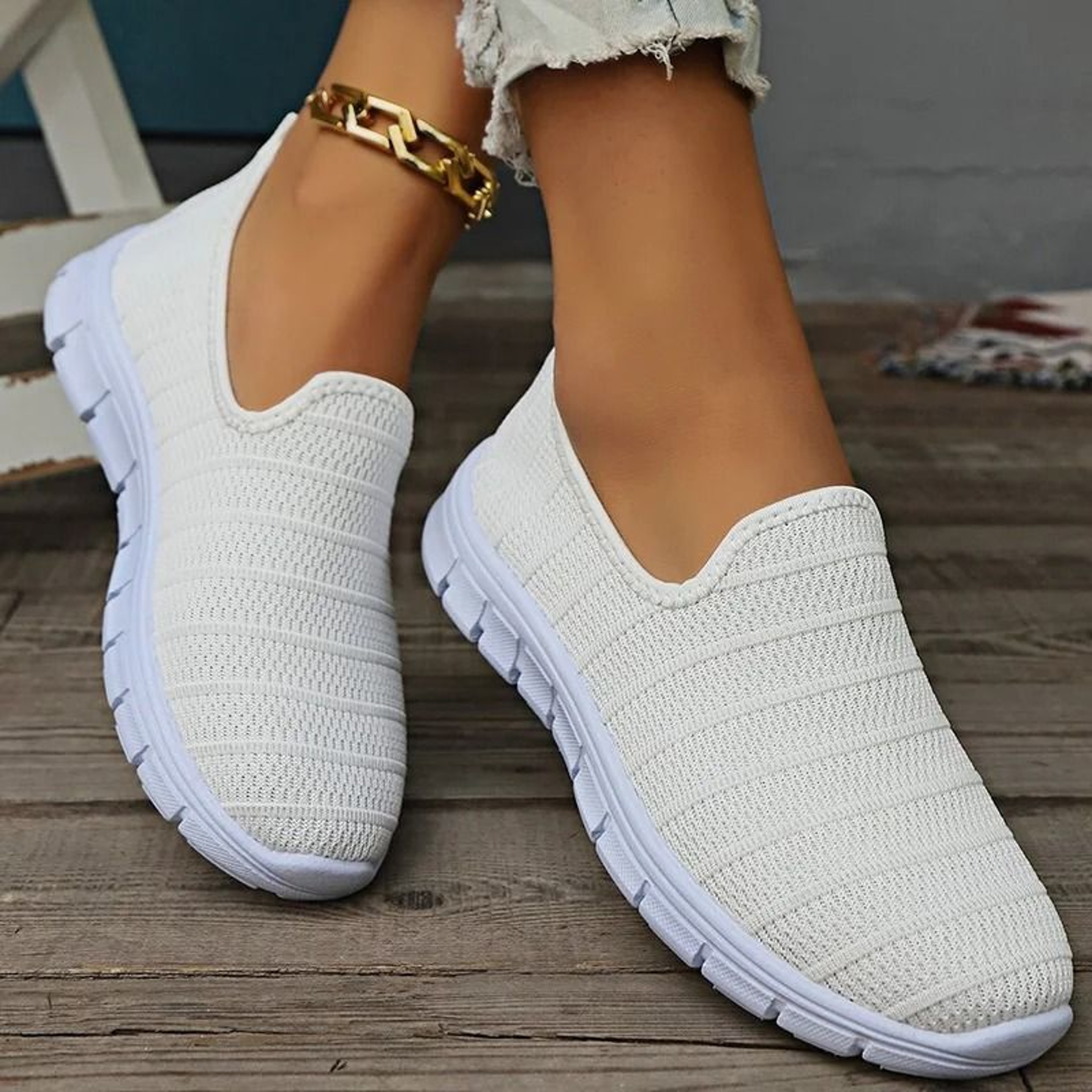 Women Slip On White Sneakers Lightweight Casual Shoes 1